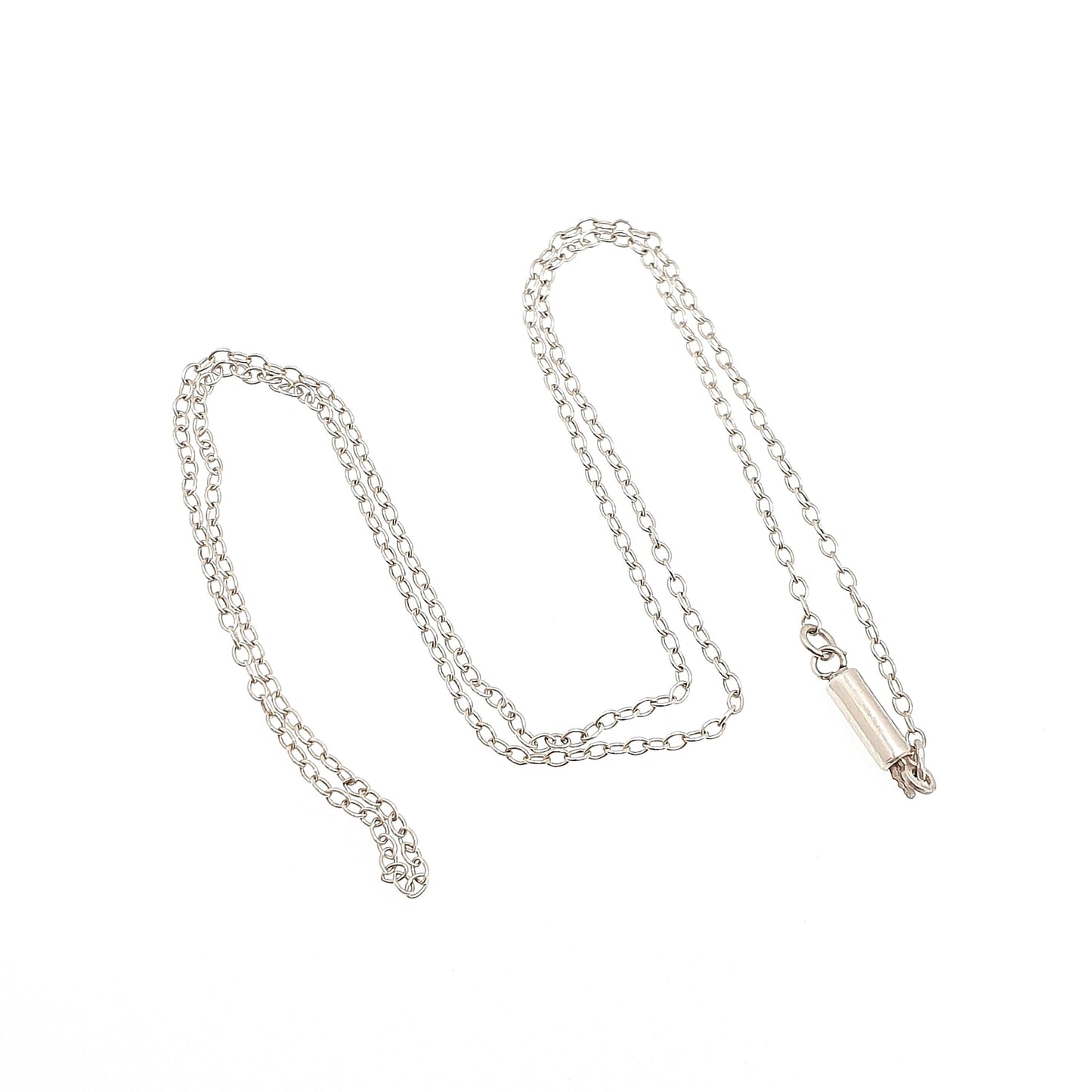 Antique Solid Silver Chain Necklace Cable Link 42cm 16.5" 1.47g Trace Oval Links Genuine Fine Womens Vintage Retro Jewelry Jewellery