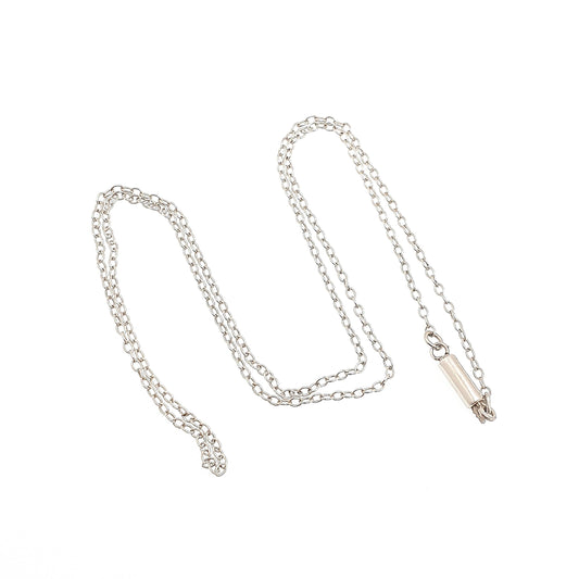 Antique Solid Silver Chain Necklace Cable Link 42cm 16.5" 1.47g Trace Oval Links Genuine Fine Womens Vintage Retro Jewelry Jewellery