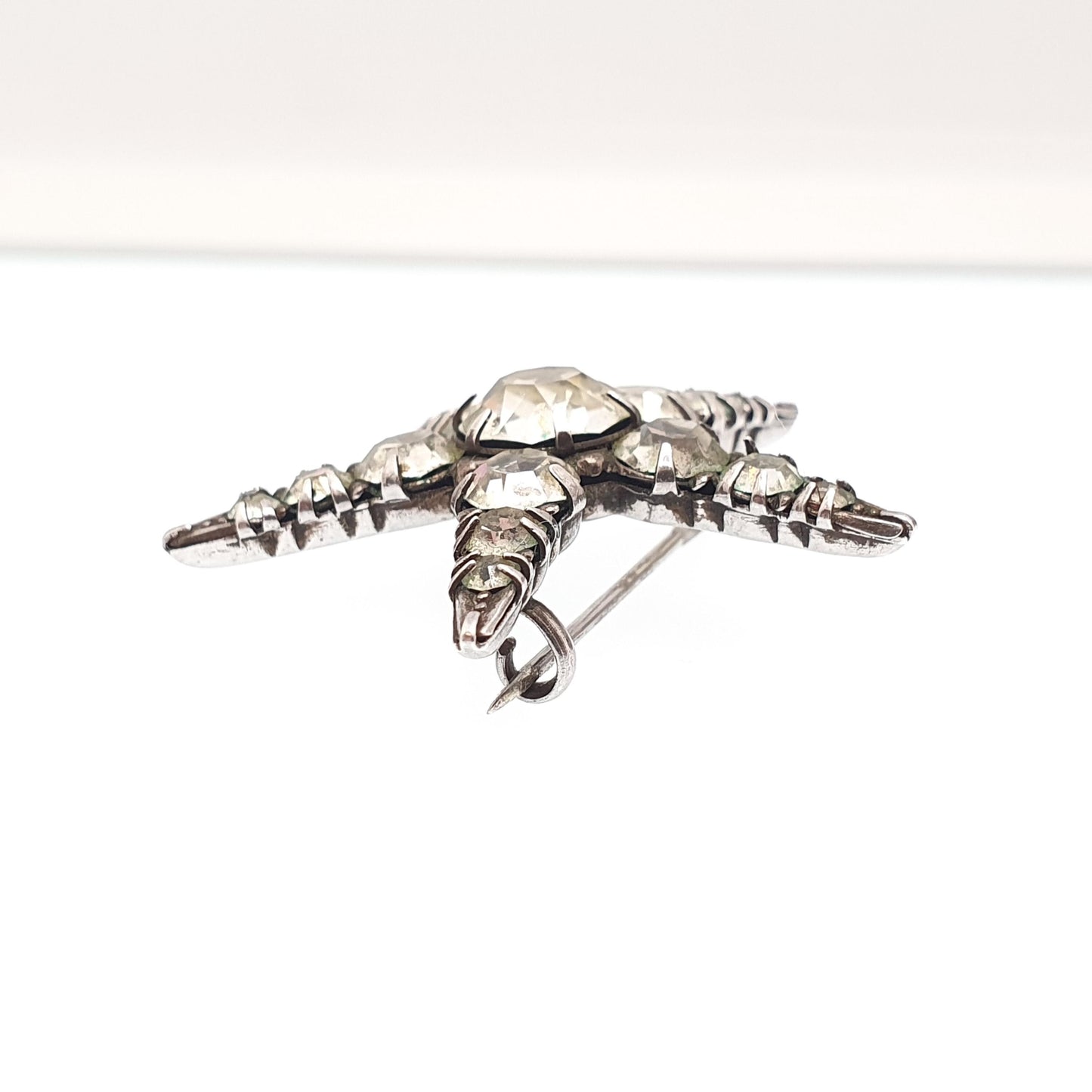 Antique Sterling Silver Star Brooch Diamond Paste Sparkly Shooting Stars 5 Point Starfish Pastes Gift Celestial Vintage Jewellery Jewelry