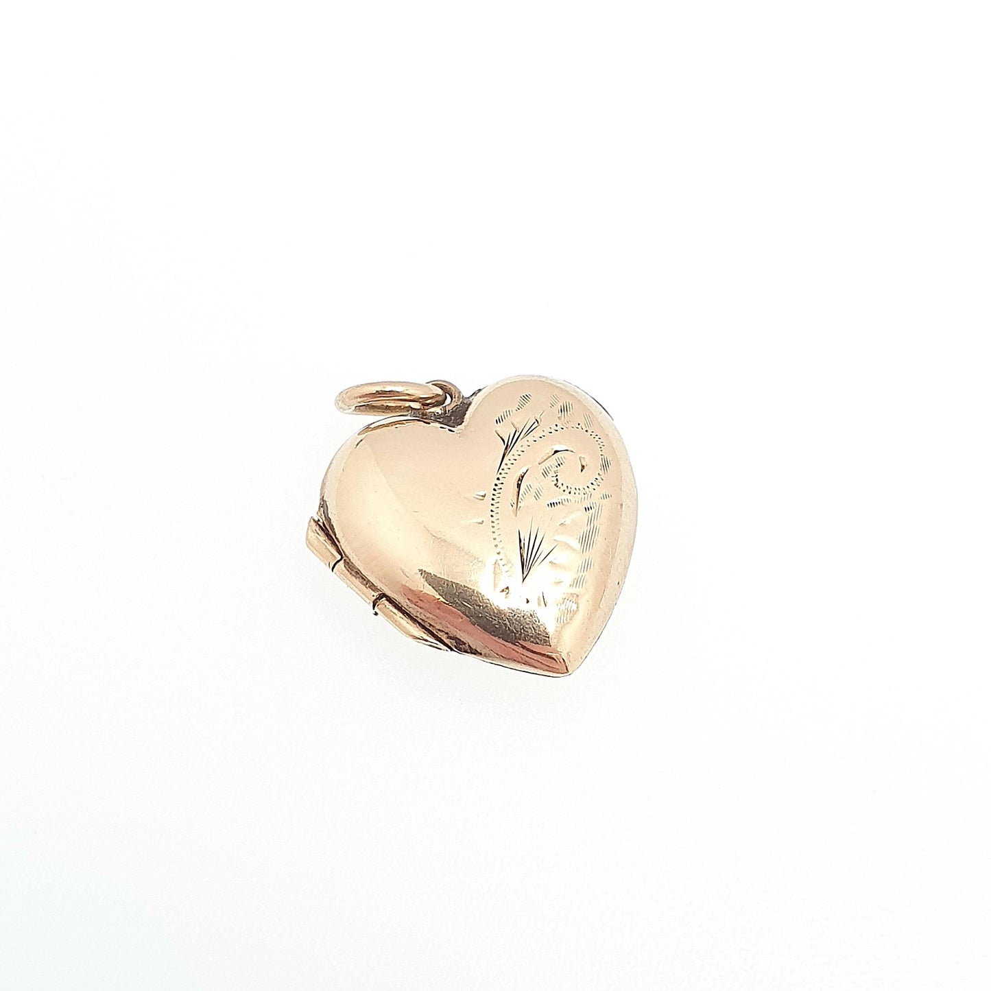 Antique 9ct Gold Heart Locket Tiny Puffer Small Cute Engraved Solid 9k 375 Pendant Back & Front Necklace Sweet Gift Jewelry Womens Jewellery