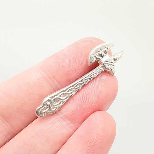 Antique Sterling Silver Scottish Axe Brooch Scottish Celtic Pattern Pike Pin Rare Vintage 1900s Gaelic Solid 925 Jewelry Jewellery