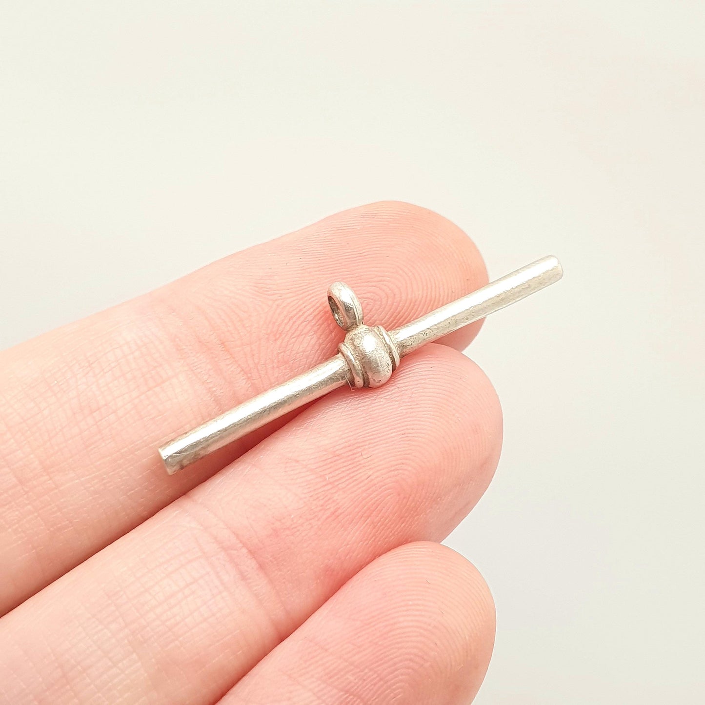 Antique Solid Silver T Bar Pendant Fob Necklace Albert Chain Pocket Watch Charm Genuine Vintage Gift Mens Womens Jewelry Jewellery