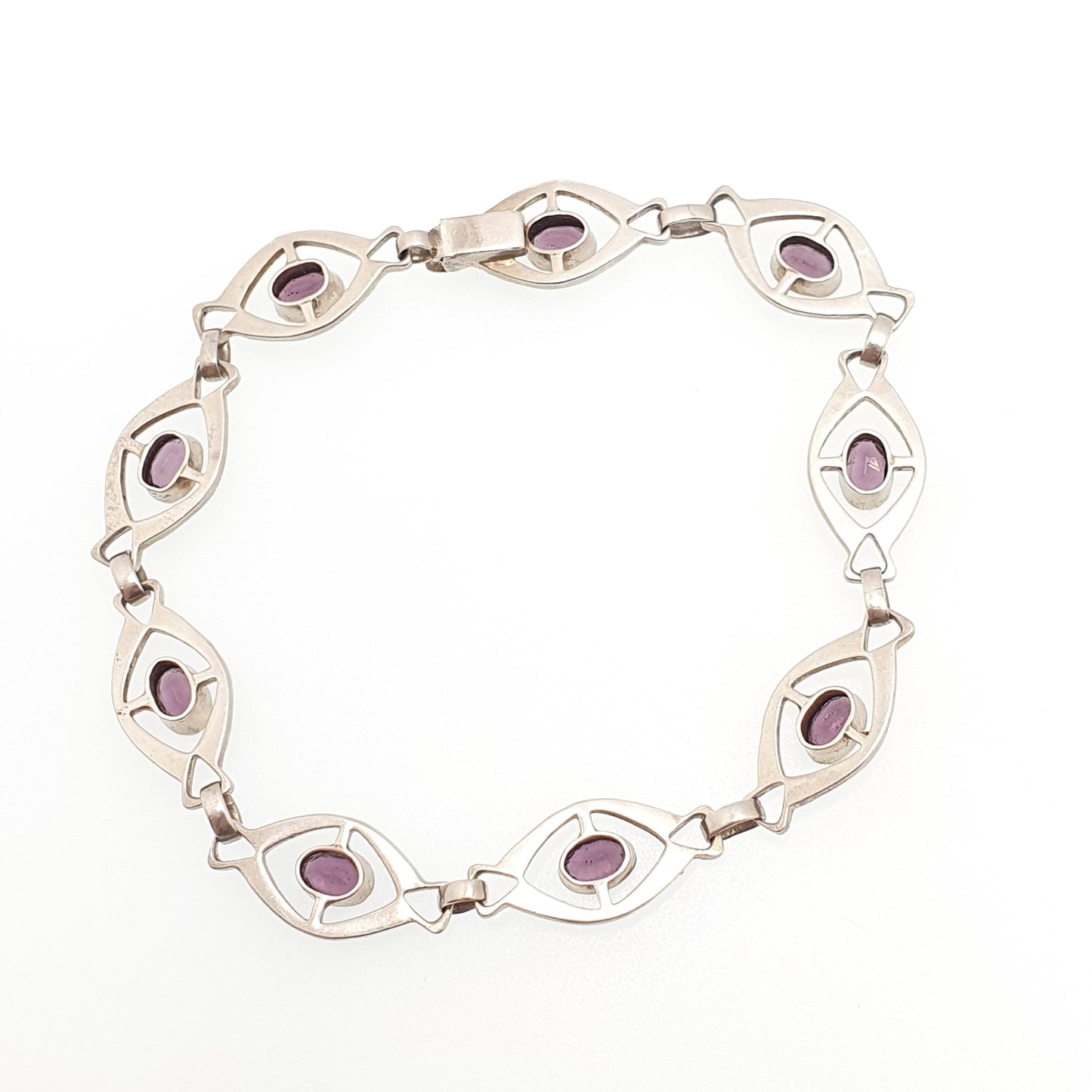 Antique Solid Silver Amethyst Paste & Seed Pearl Bracelet Edwardian 1900s Art Nouveau Handmade Estate Vintage Womens Jewelry Jewellery