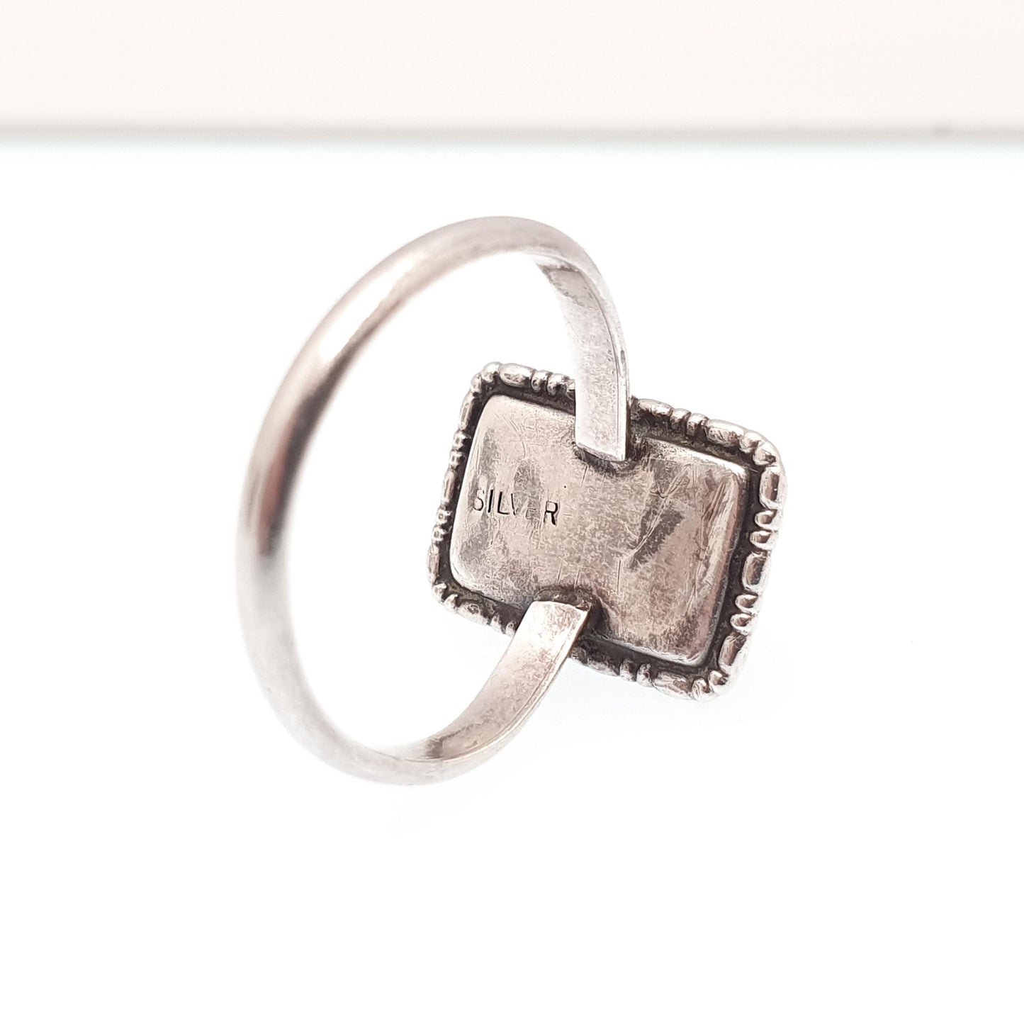 Antique Sterling Silver Butterfly Wing Ring Art Deco Genuine Morpho Rectangular Vintage 1920s Insect Fly Blue Bug Womens Jewellery Jewelry