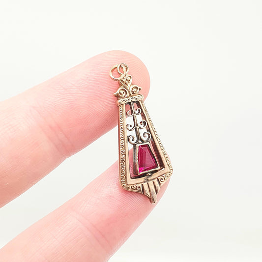 Antique 8ct Gold Ruby Necklace Pendant Art Deco Solid 8k 333 German Gold Genuine Real Red Gemstone Vintage Womens Jewelry Jewellery