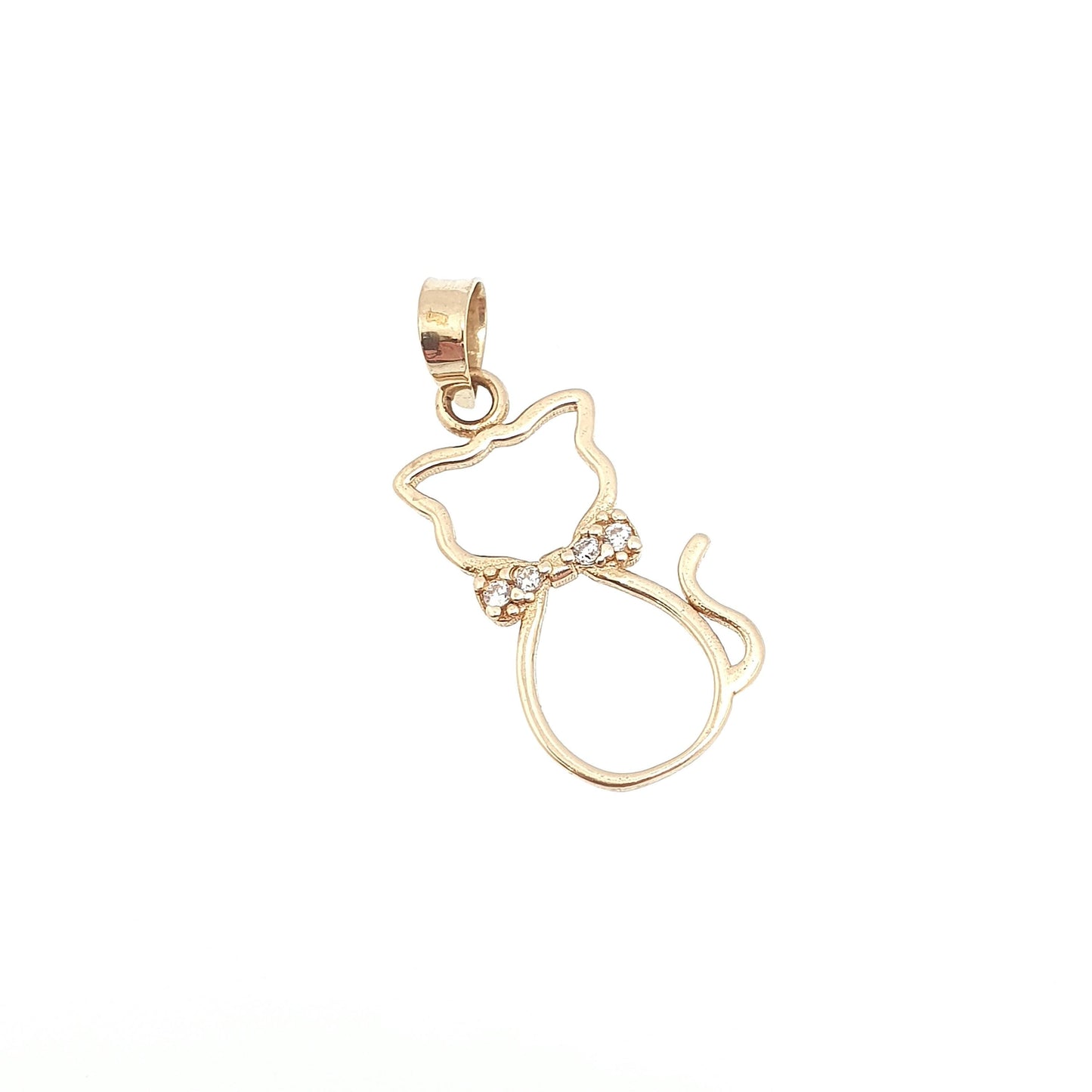 Vintage 9ct 9k Gold Cat Necklace Pendant Charm CZ Gemstone Pussycat Kitten Solid 375 Cute Gift Cats Womens Charms Sweet Jewellery Jewelry