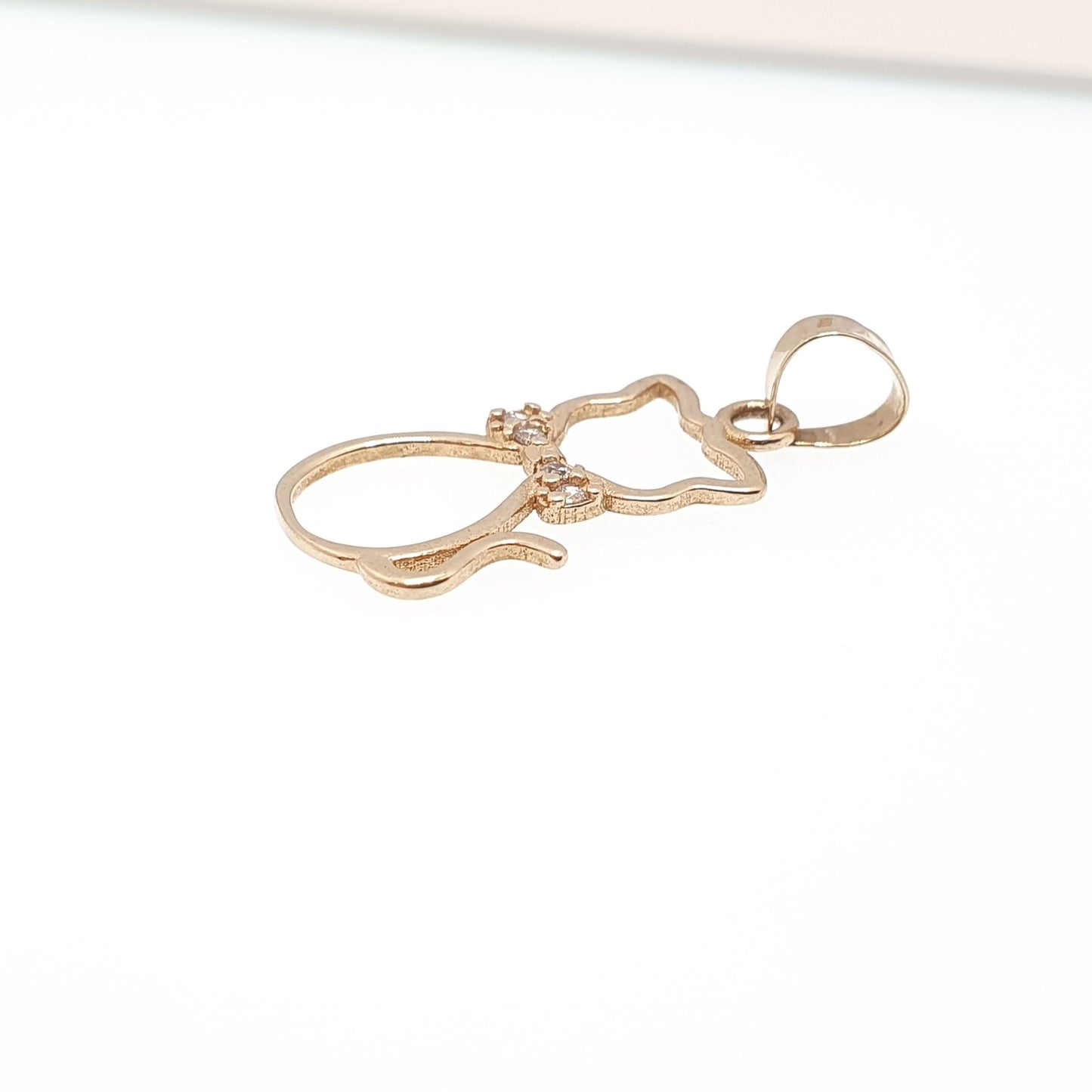 Vintage 9ct 9k Gold Cat Necklace Pendant Charm CZ Gemstone Pussycat Kitten Solid 375 Cute Gift Cats Womens Charms Sweet Jewellery Jewelry