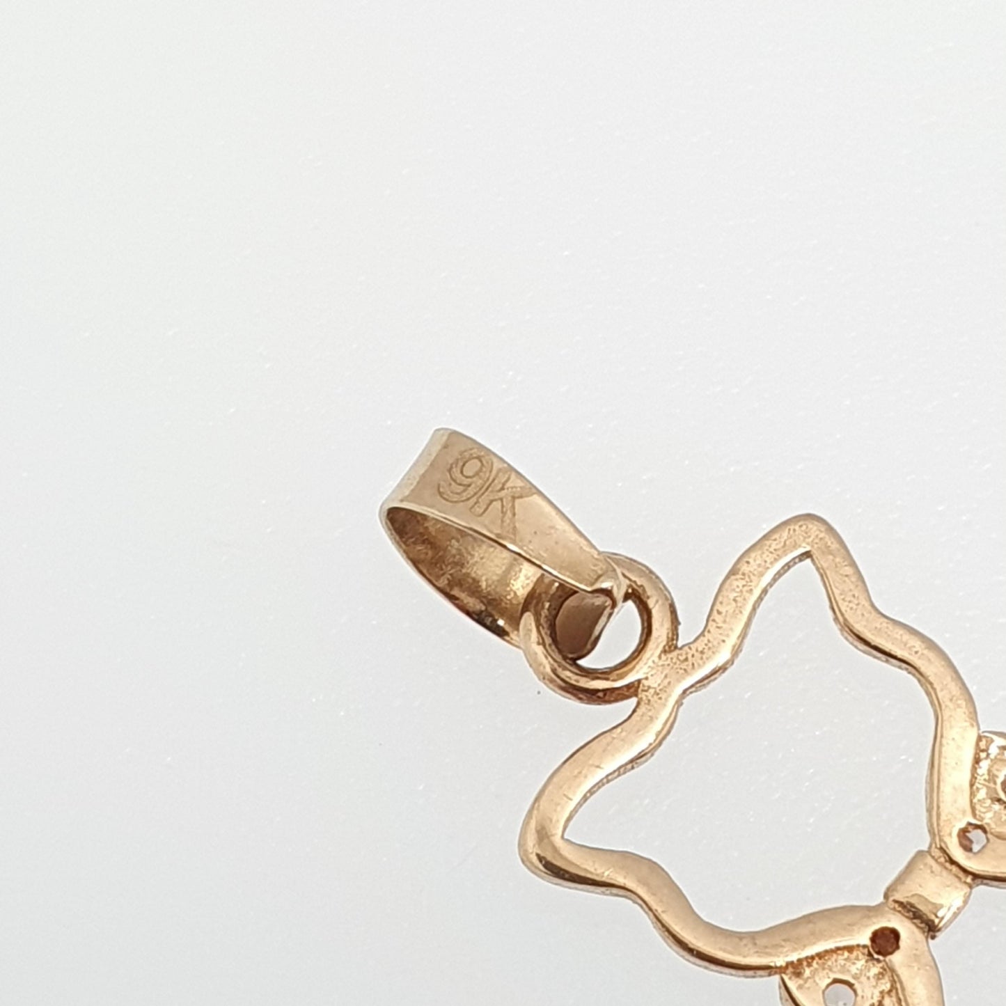 Vintage 9ct 9k Gold Cat Necklace Pendant Charm CZ Gemstone Pussycat Kitten Solid 375 Cute Gift Cats Womens Charms Sweet Jewellery Jewelry