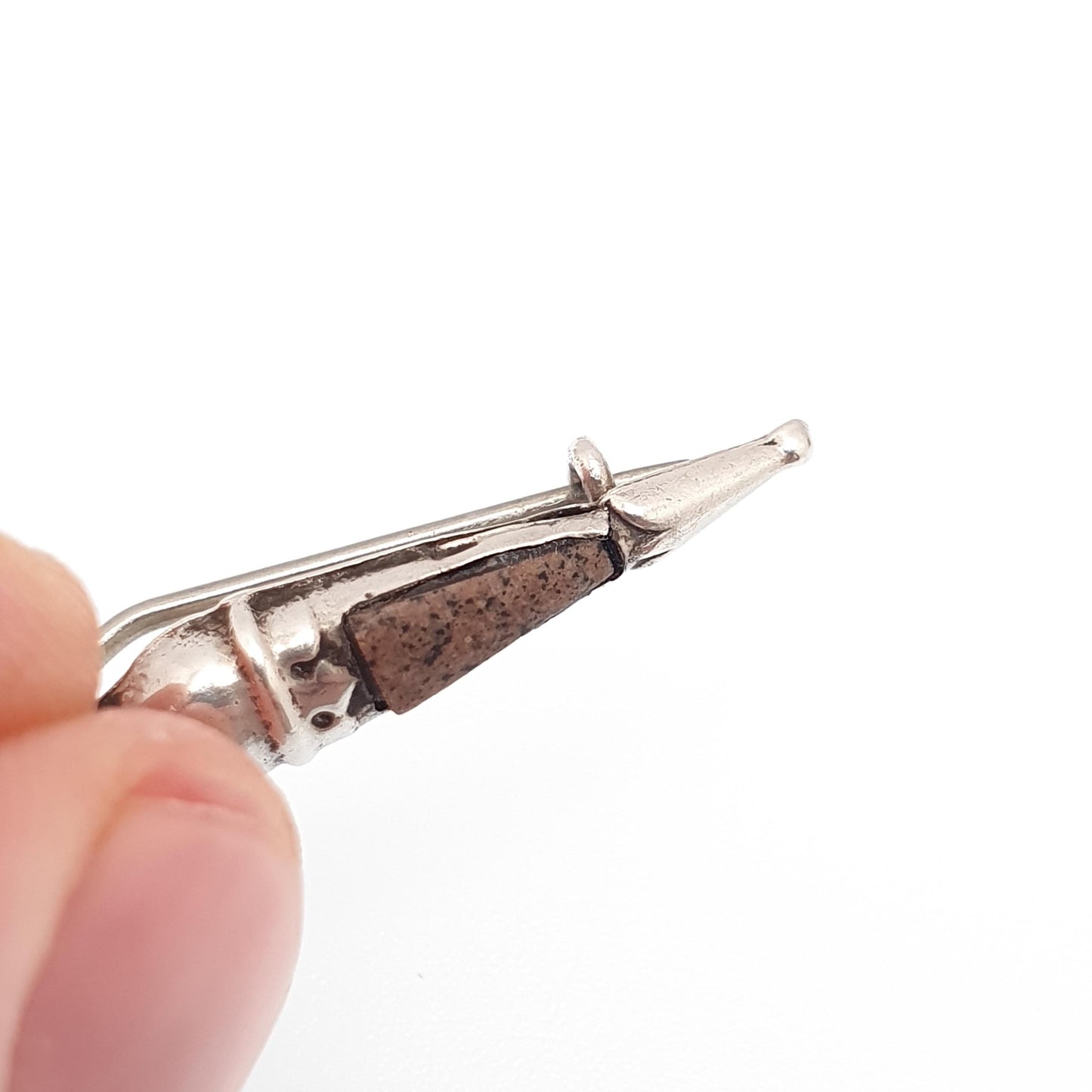 Antique Scottish Dirk Sterling Silver Brooch Pin Aberdeenshire Granite Citrine Paste 1916 Hallmark Vintage Mens Womens Jewelry Jewellery