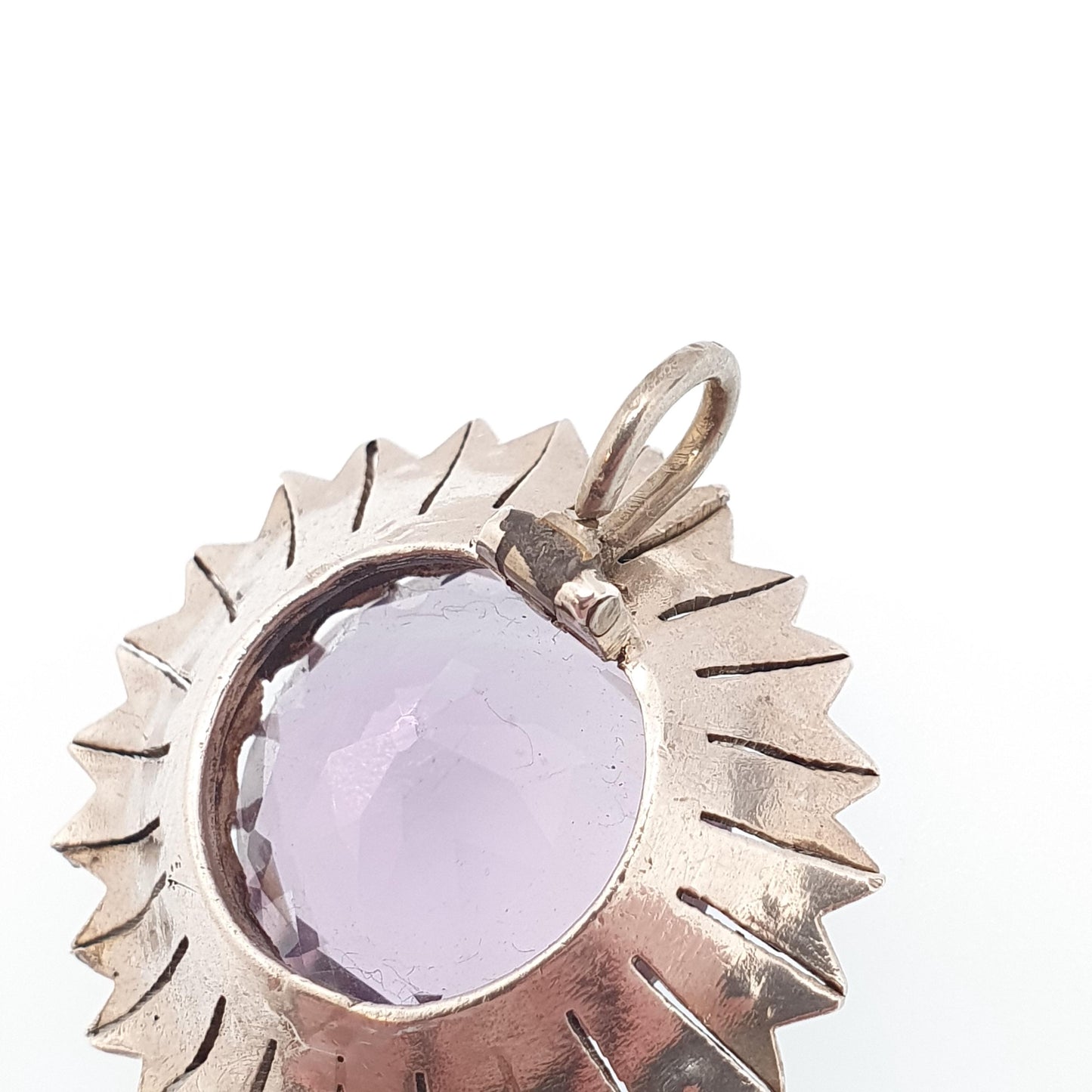 Antique Solid Silver Natural Amethyst Pendant Victorian Seed Pearl Necklace Large Big Flower Real Quartz Gemstone Vintage Jewellery Jewelry