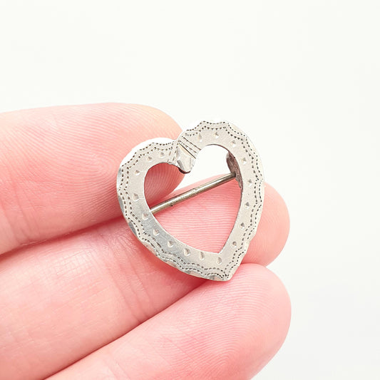 Antique Victorian Sterling Silver Heart Brooch Sweetheart 1896 Hallmarked Romantic Love Cute Gift Womens Jewellery Jewelry Vintage