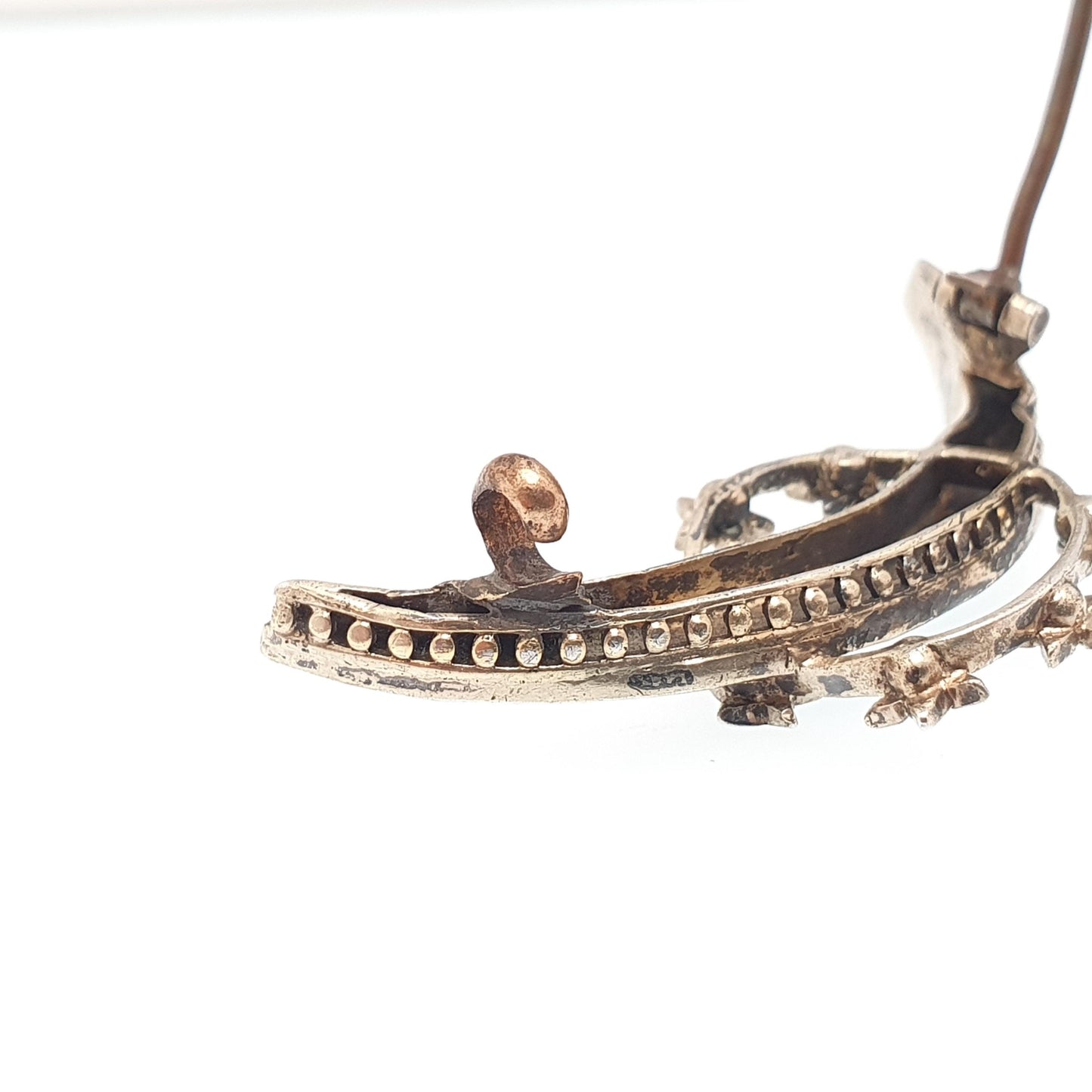 Antique Victorian Solid Silver Turquoise Brooch Star Crescent Moon Seed Pearl Circle Natural Gemstone Celestial Jewelry Jewellery Vintage