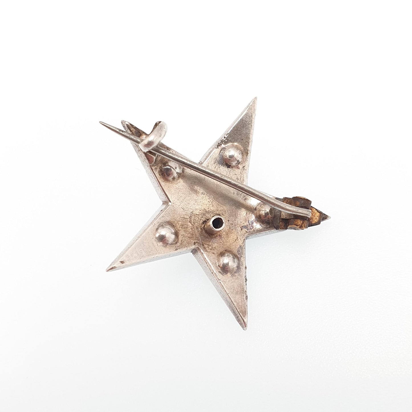 Antique Victorian Star Solid Silver Brooch Diamond Paste Old Cut Five Point Foiled Sparkly Starry Celestial Womens Jewelry Jewellery Vintage