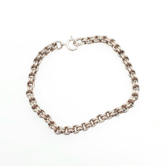 Antique Solid Silver Victorian Bracelet Belcher Rolo Link Albert Chain 19.5cm 5.84g Guard Round Vintage Mens Womens 1800s Jewellery Jewelry