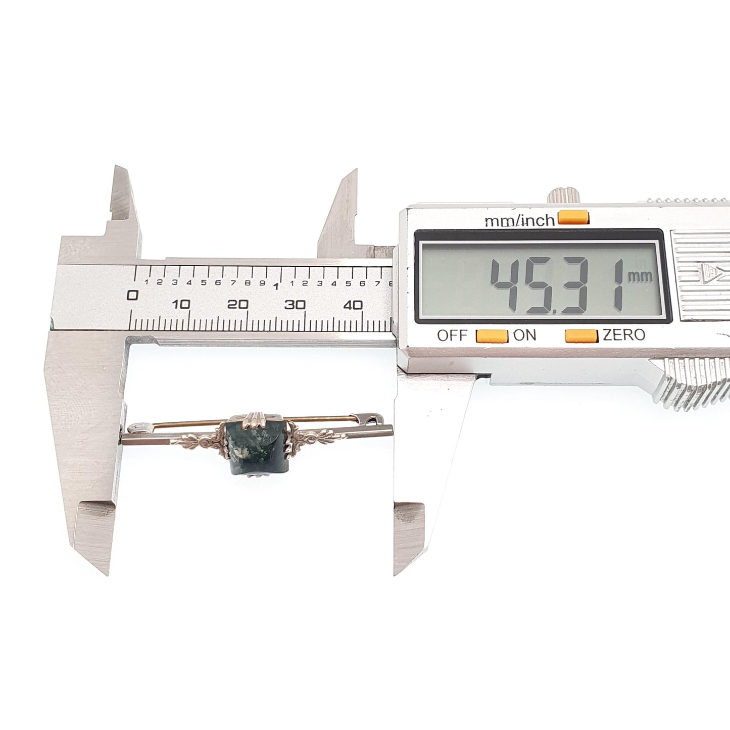 Antique Moss Agate Solid Silver Brooch Art Deco Natural Square Quartz Veined Oval Vintage 1920s Rare Gemstone Womens Jewelry Jewellery