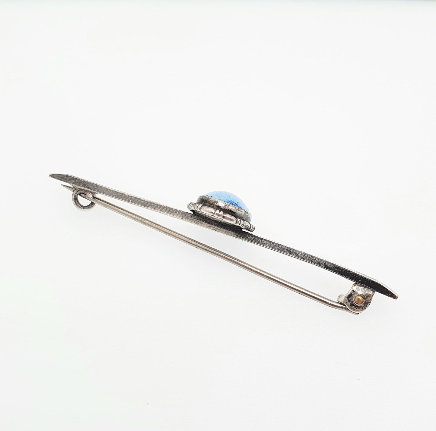 Antique Sterling Silver Butterfly Wing Brooch Bar Pin Art Deco Morpho Blue Oval Womens Jewelry TLM Handmade 1920s Vintage Insect Jewellery