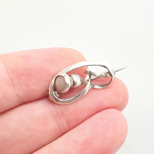 Antique CHARLES HORNER Sterling Silver Knot Brooch Thistle Mother of Pearl Art Nouveau Infinity Genuine Pin Solid Vintage Jewelry Jewellery