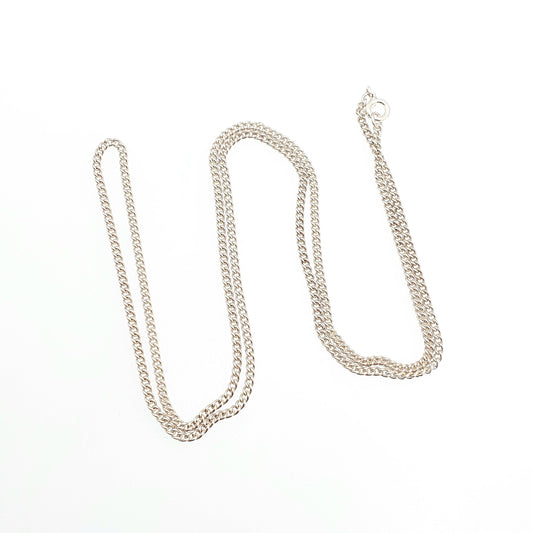 Vintage Sterling Silver Chain Necklace Curb Link Long 60cm 23.6" 7.25g Solid 925 Links Chains Mens Ladies Womens Jewelry Jewellery