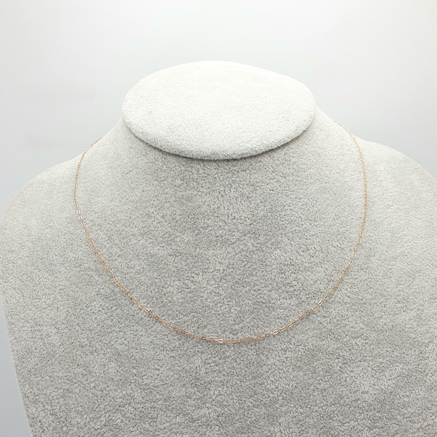 Vintage 9k 9ct 375 Gold Chain Necklace Fine Cable Link 40cm 15.7" 0.39g Thin Oval Fine Solid 9 Carat Yellow Womens Retro Jewelry Jewellery