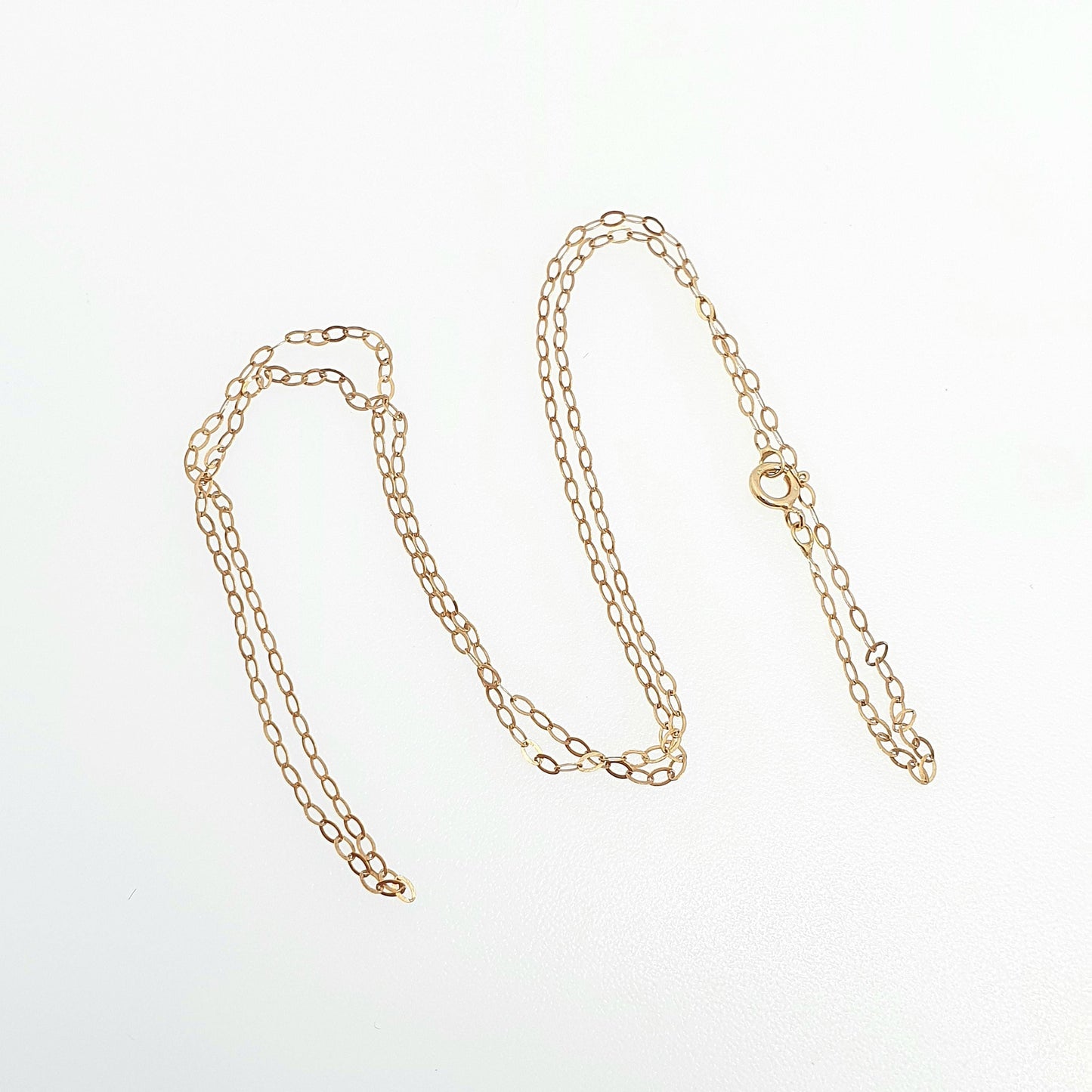 Vintage 9k 9ct 375 Gold Chain Necklace Fine Cable Link 40cm 15.7" 0.39g Thin Oval Fine Solid 9 Carat Yellow Womens Retro Jewelry Jewellery
