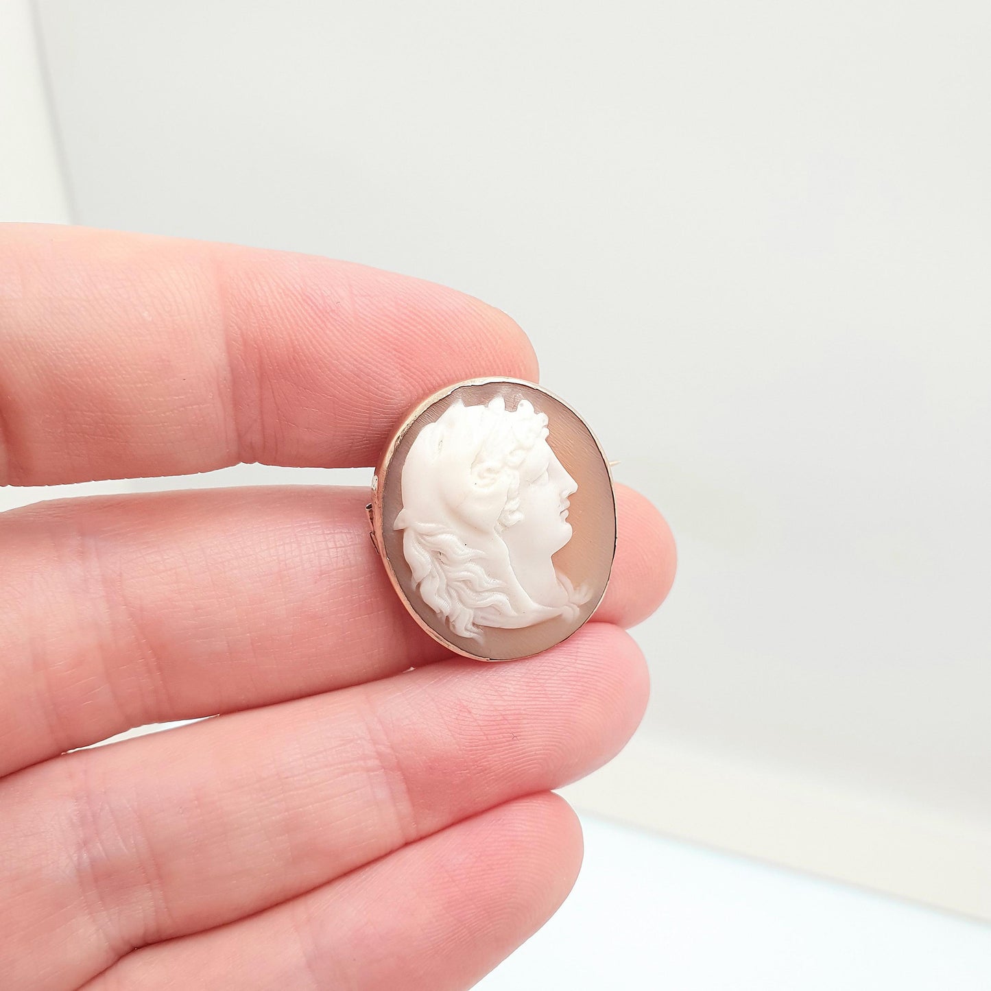 Antique 9ct Gold Hercules Cameo Brooch Victorian Solid 9k 375 Heracles God Lion Head Shell Rare Unique Carved Vintage Jewellery Jewelry