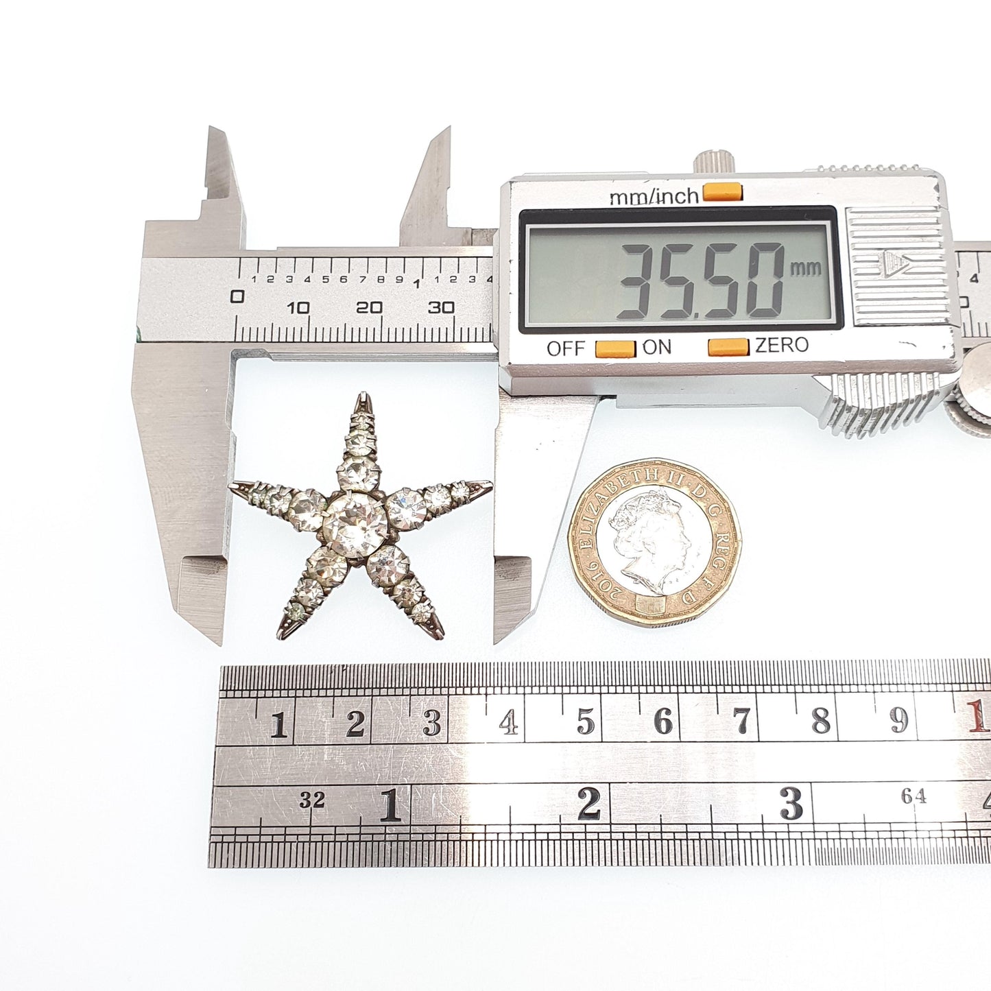 Antique Sterling Silver Star Brooch Diamond Paste Sparkly Shooting Stars 5 Point Starfish Pastes Gift Celestial Vintage Jewellery Jewelry
