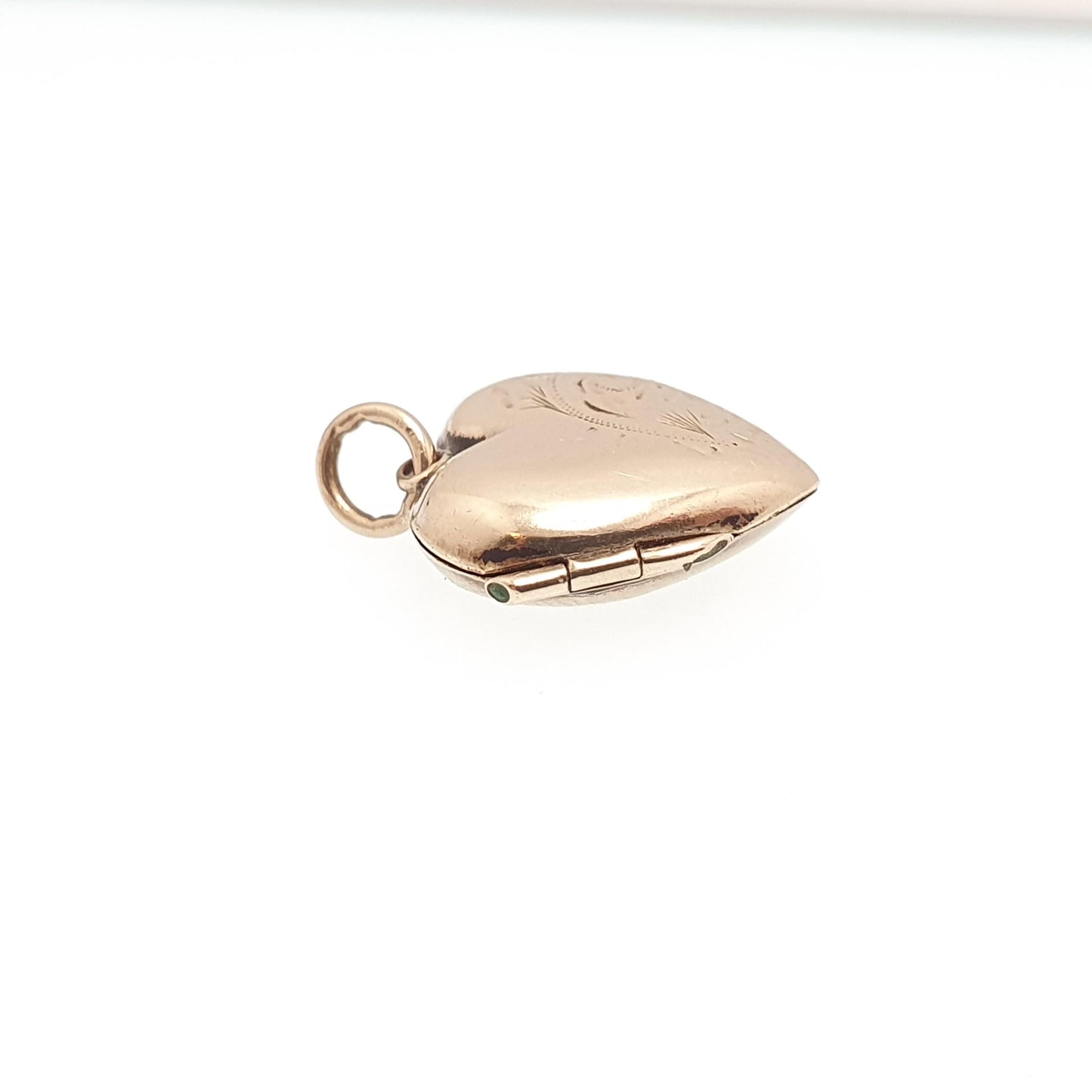 Antique 9ct Gold Heart Locket Tiny Puffer Small Cute Engraved Solid 9k 375 Pendant Back & Front Necklace Sweet Gift Jewelry Womens Jewellery
