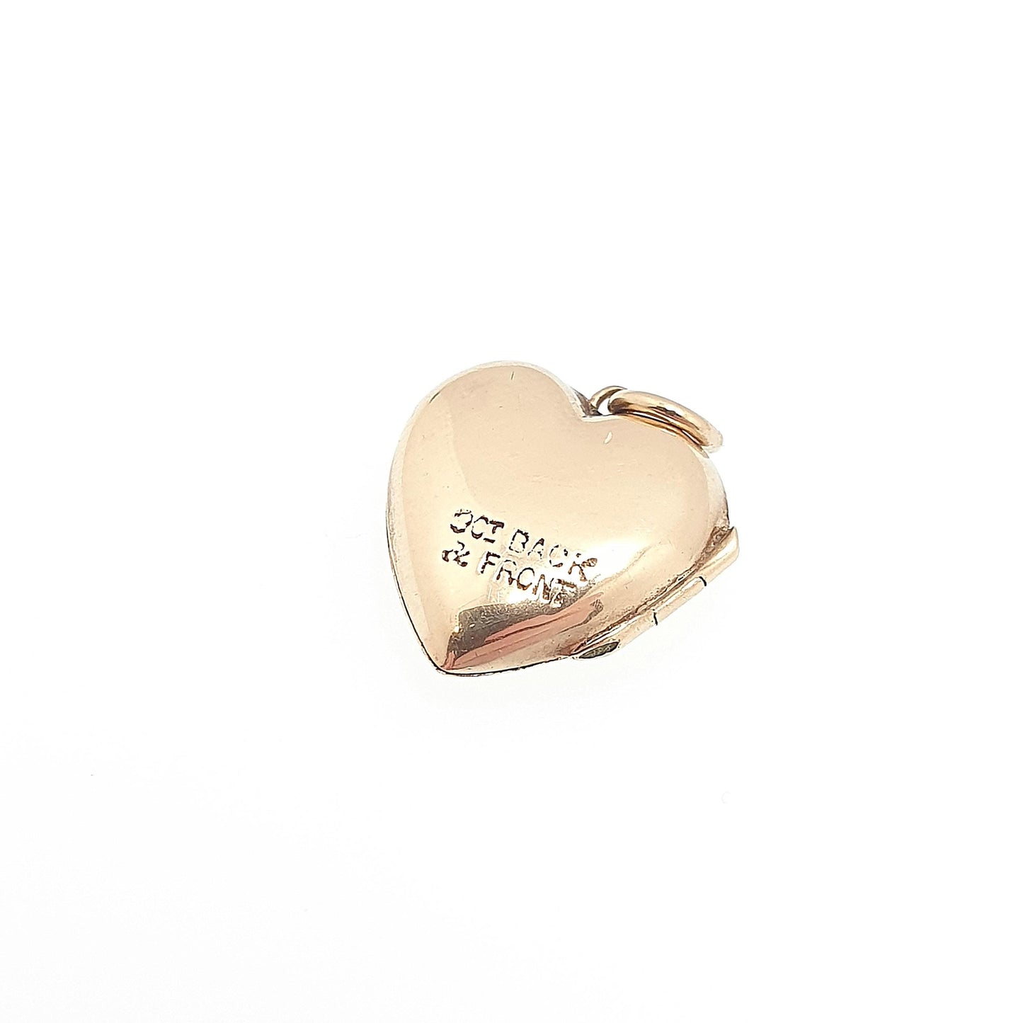Antique 9ct Gold Heart Locket Tiny Puffer Small Cute Engraved Solid 9k 375 Pendant Back & Front Necklace Sweet Gift Jewelry Womens Jewellery
