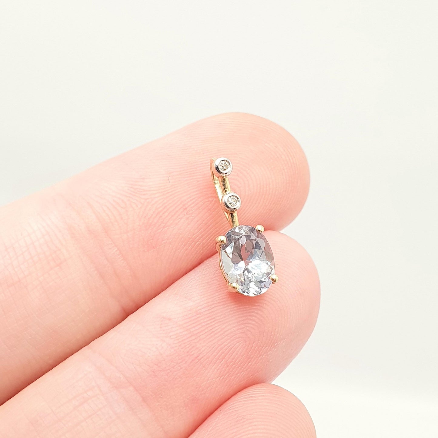 Vintage 10k 10kt Gold Tanzanite & Diamond Necklace Pendant Oval Cut Solid 417 Blue Gemstone Cute Gift Sweet Retro Womens Jewelry Jewellery