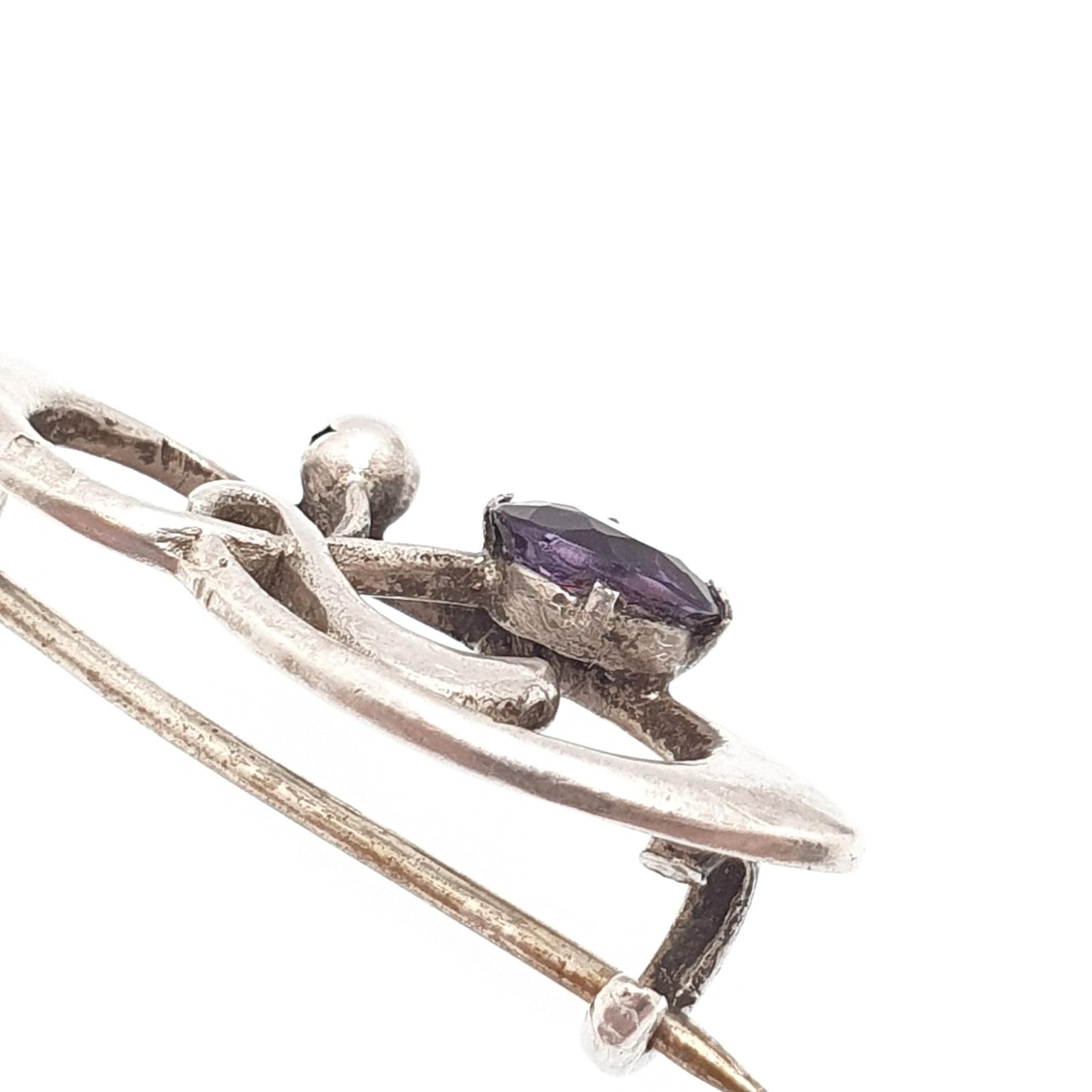 Antique Charles Horner Sterling Silver Amethyst Paste Brooch 1908 Hallmark Art Nouveau Oval Cut Genuine CH Vintage Jewellery Jewelry