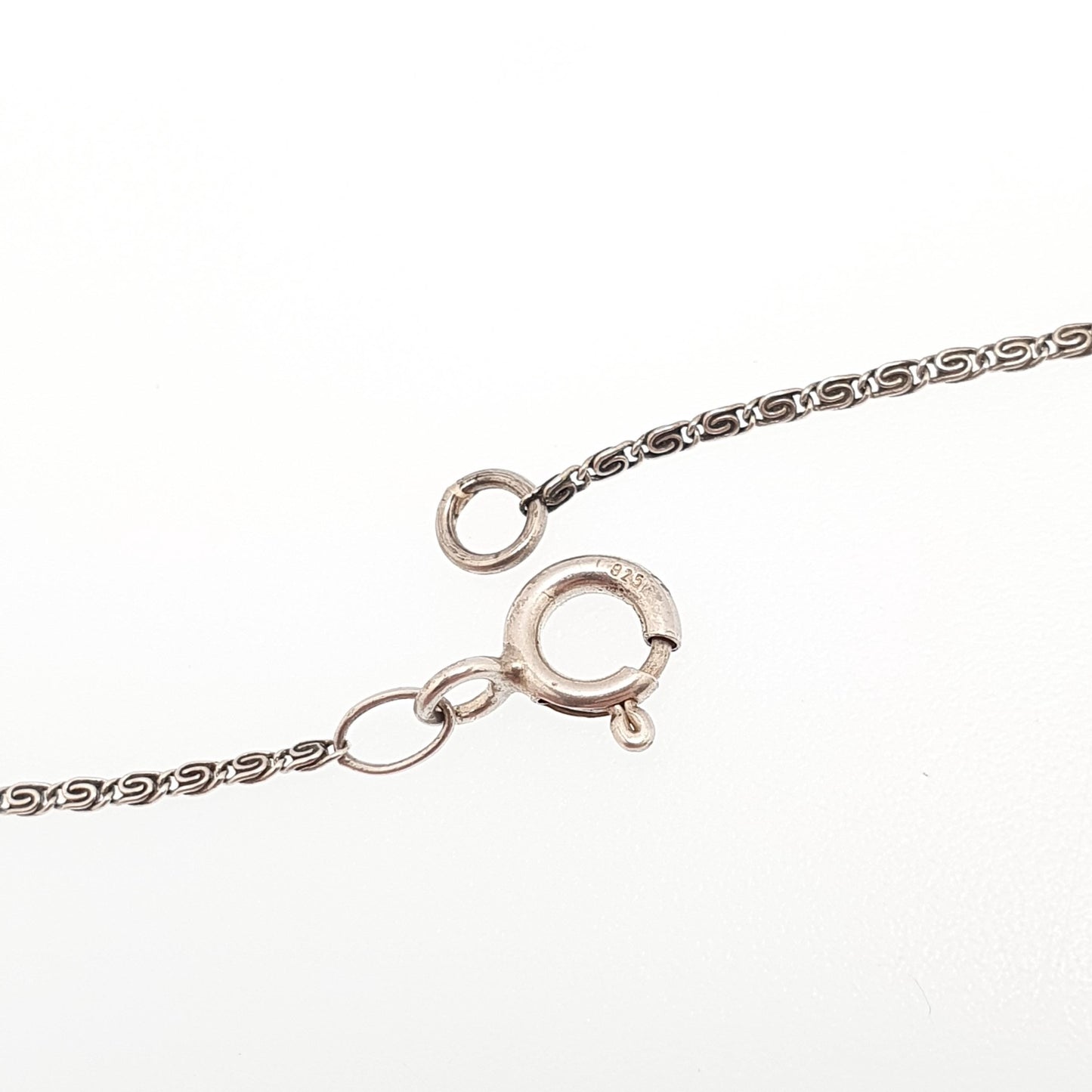 Antique Sterling Silver Byzantine Link Chain Necklace Fine 40cm 15.7" 1.38g Fancy Knot Link Solid 925 Vintage Womens Jewelry Jewellery