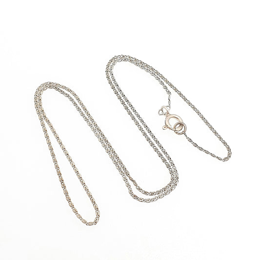 Antique Sterling Silver Byzantine Link Chain Necklace Fine 40cm 15.7" 1.38g Fancy Knot Link Solid 925 Vintage Womens Jewelry Jewellery