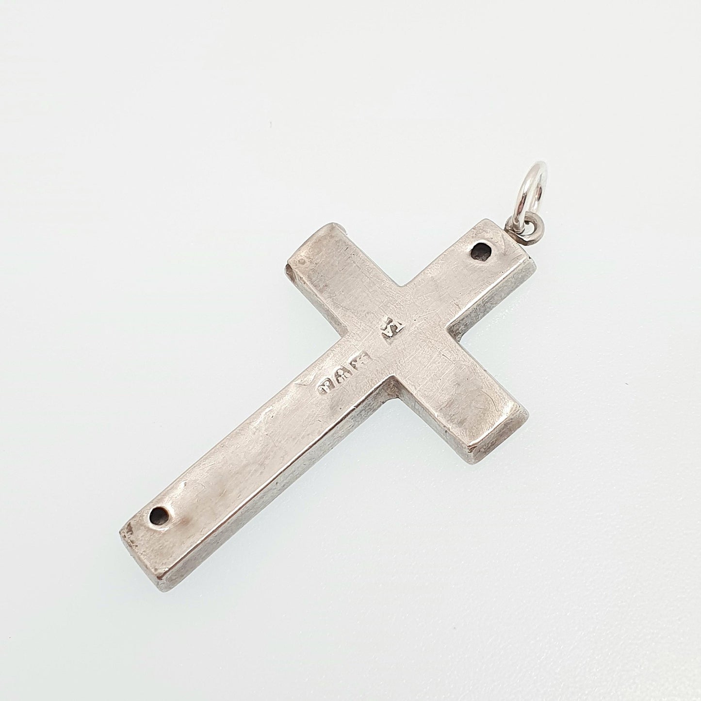 Antique Sterling Silver Crucifix Necklace Pendant 1901 Chester Hallmarked Engraved Cross Catholic Christian Jewelry Vintage Mens Womens