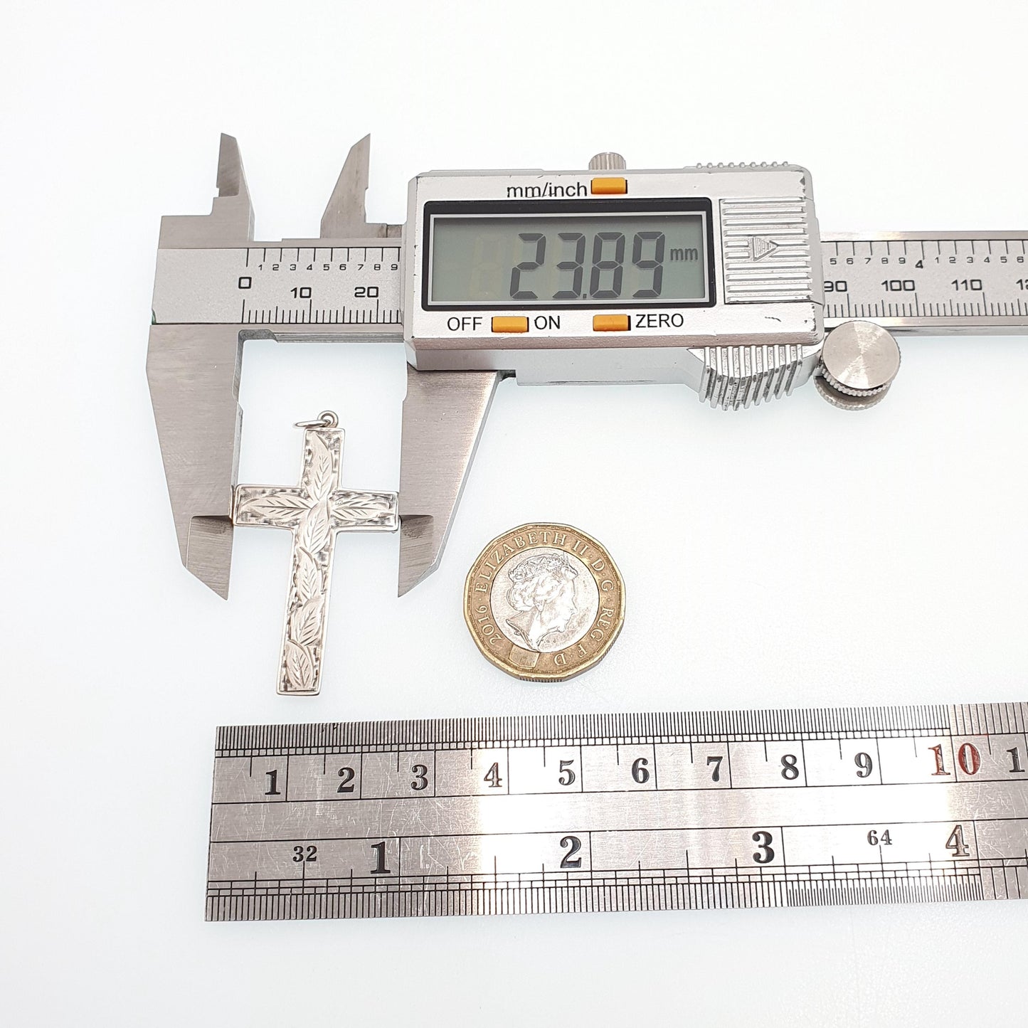 Antique Sterling Silver Crucifix Necklace Pendant 1901 Chester Hallmarked Engraved Cross Catholic Christian Jewelry Vintage Mens Womens