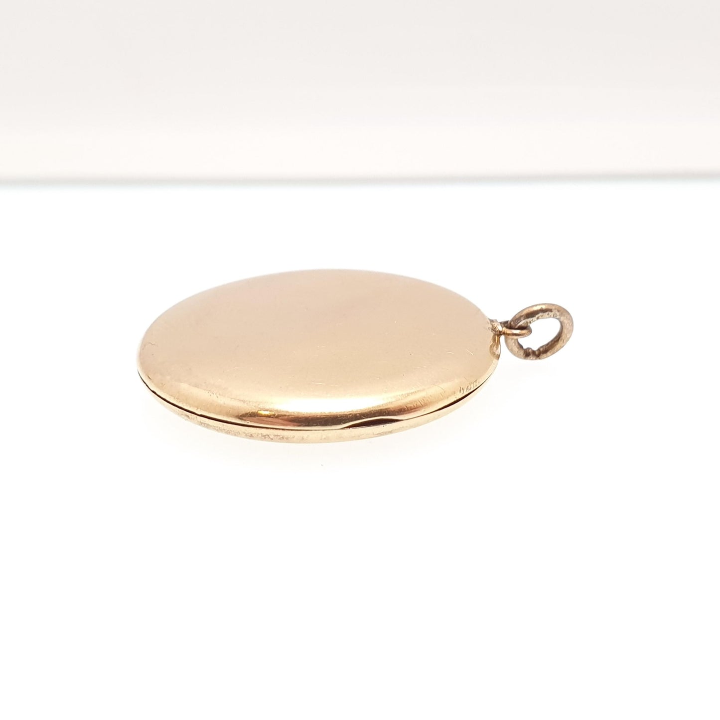 Antique 9ct Gold Round Locket Solid 9k 375 Large Plain Smooth Circle Pendant Fine Big Gift Back & Front Necklace Jewelry Womens Jewellery