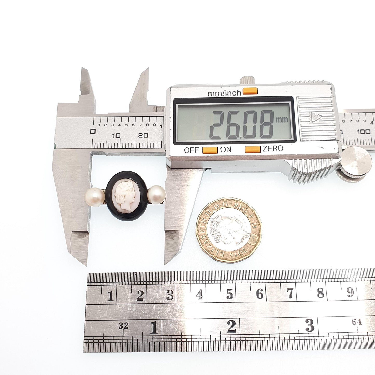 Antique Victorian Whitby Jet Cameo Brooch Cultured Pearl Pink Conch Shell Hand Carved Mourning Large 1800s Vintage Jewelry Jewellery