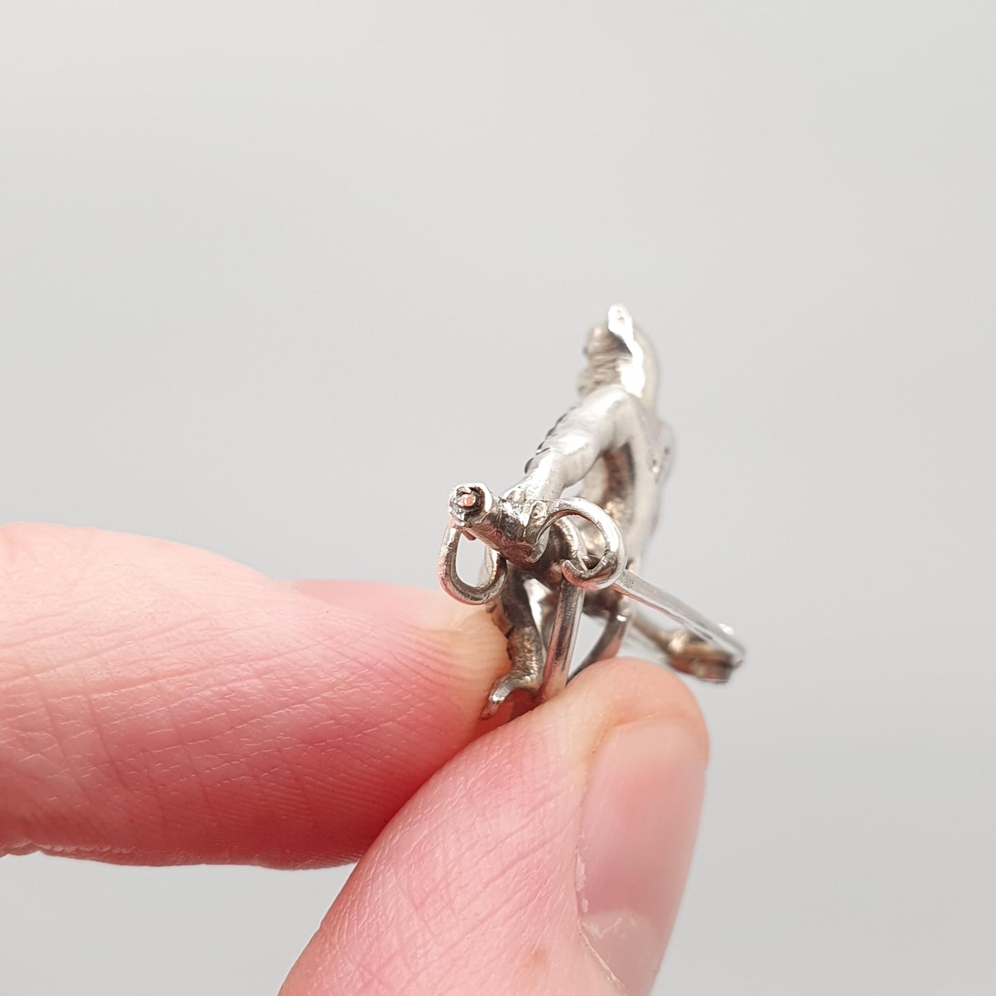 Antique Sterling Silver Monkey Brooch Diamond Paste Victorian Ruby Paste Eyes Rare Chimp Ape Sitting Vintage Womens Jewelry Jewellery