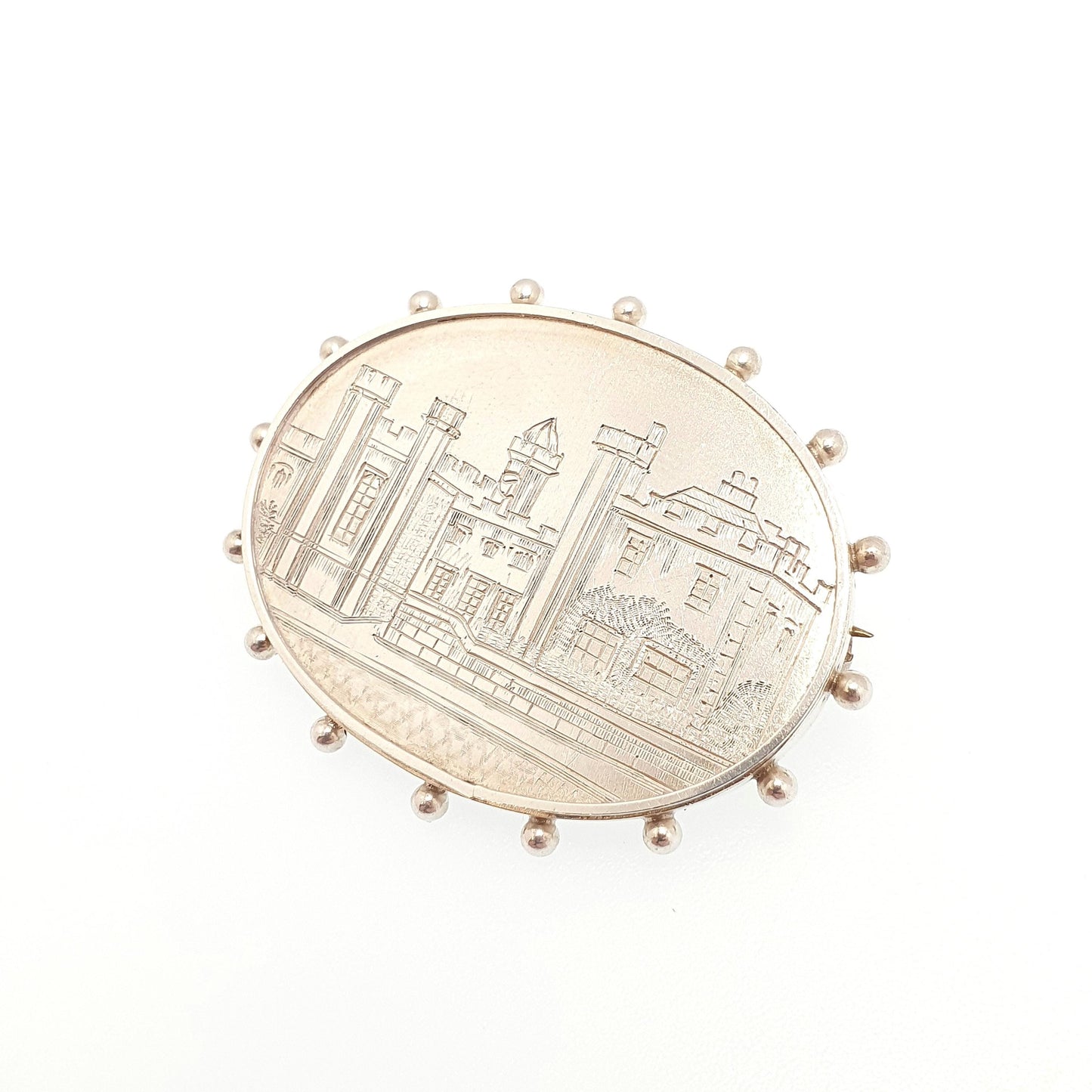 Antique Victorian Sterling Silver Estate Manor Brooch Castle Palace British Tourism Building UK Genuine Rare Womens Jewelry Jewellery