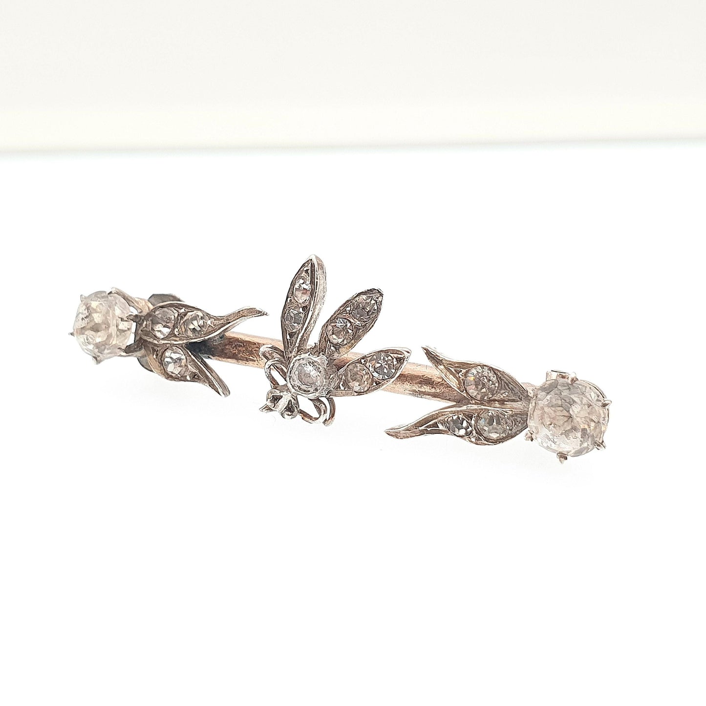 Antique Victorian Fly Brooch Solid Silver Diamond Paste Pastes Bar Pin Vintage 1800s Bug Insect Gift Vintage  Rare Womens Jewelry Jewellery