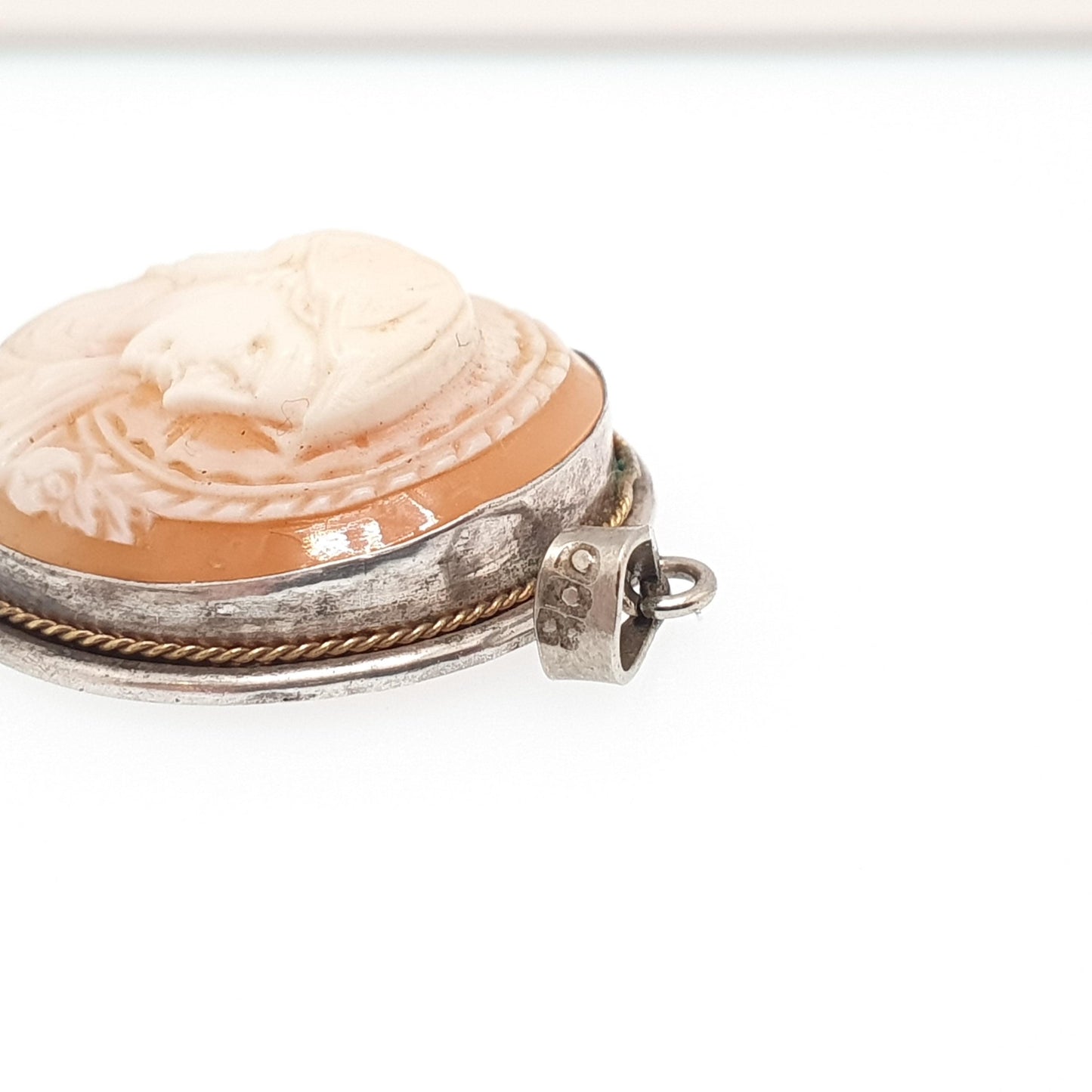 Antique Mother Mary Cameo Solid Silver Pendant Necklace Virgin Christian Catholic Hand Carved Shell High Relief Jewelry Womens Jewellery