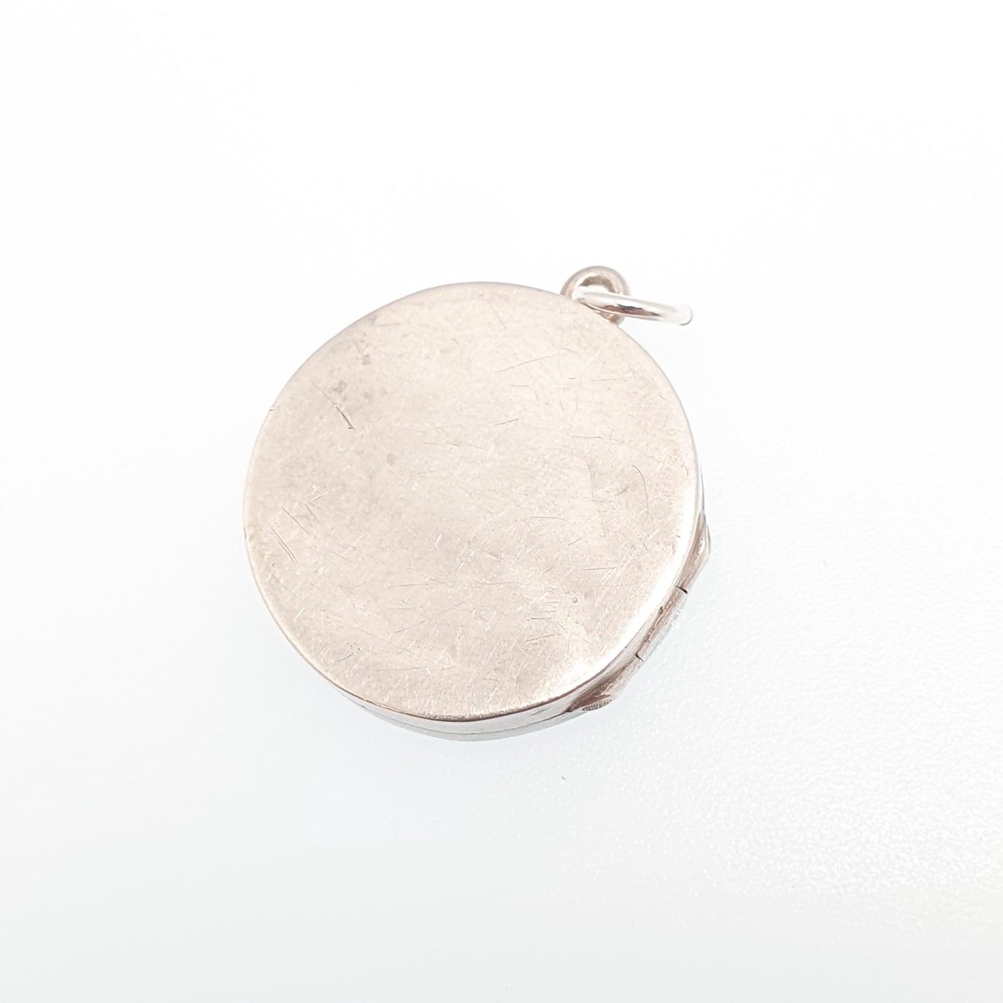 Antique Solid Silver Victorian Locket Round Flower Engraved Necklace Vintage Pendant Circle Aesthetic Picture Photo Womens Jewelry Jewellery