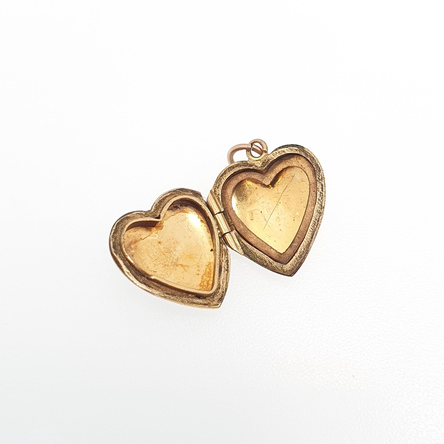 Antique 9ct Gold Heart Locket Tiny Puffer Small Cute Engraved Solid 9k 375 Pendant Back & Front Necklace Sweet Gift Jewelry Womens Jewellery