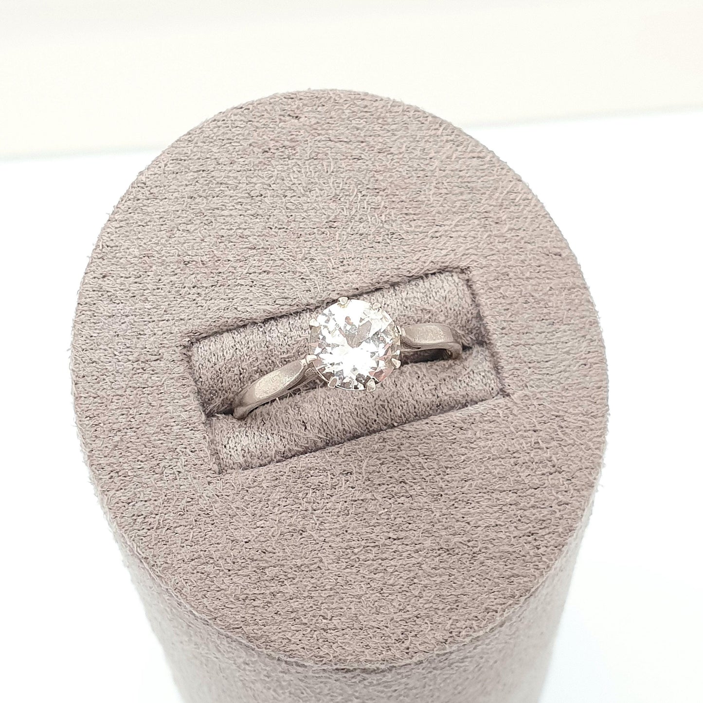 Antique Art Deco 9ct Gold White Spinel Ring Solitaire Large Big Solid Silver 9k 375 Genuine Gemstone 1920s Vintage Cocktail Jewelry