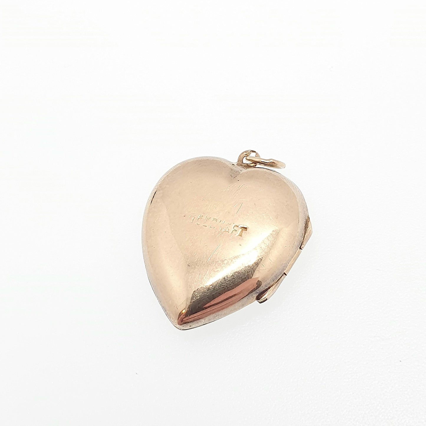 Antique 9ct 9k Gold Heart Locket Sunburst Art Deco Solid Yellow Gold Back & Front Engraved 1920s Necklace Photo Pendant Jewelry Jewellery