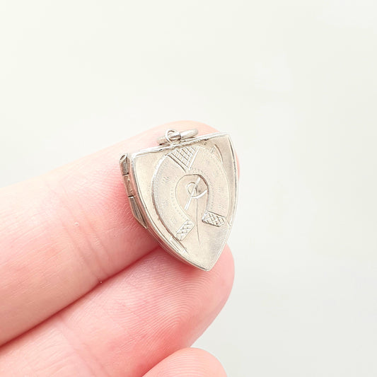 Antique Sterling Silver Horseshoe Shield Locket Victorian Necklace 1886 Pendant Hallmarked Horse Riding Vintage Pendant Jewelry Jewellery