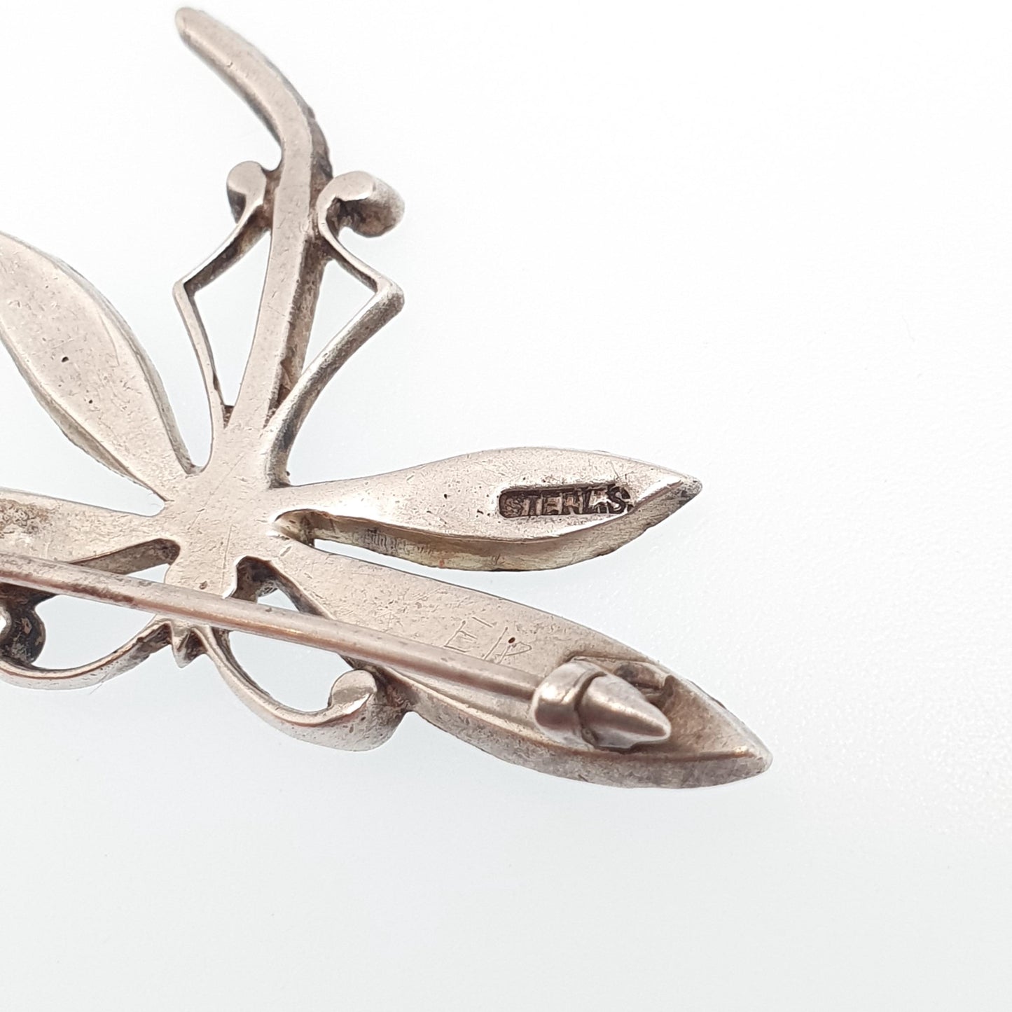 Antique Sterling Silver Dragonfly Brooch Ruby & Diamond Paste Edwardian Insect Fly 1920s Vintage Womens Red Jewelry Bug Jewellery