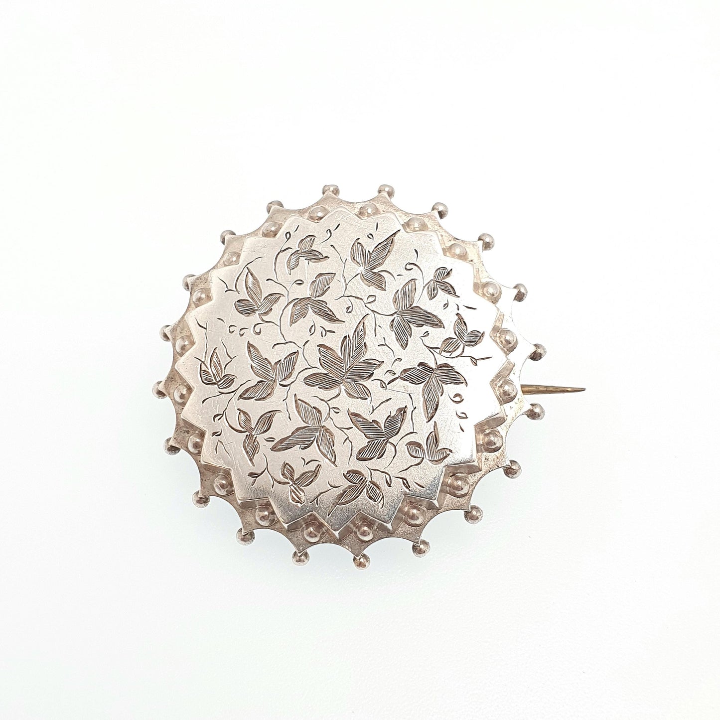 Antique Victorian Solid Silver Mourning Locket Brooch Pin Opening Glass Rear Picture Hair Etruscan 1800s Womens Jewelry Jewellery