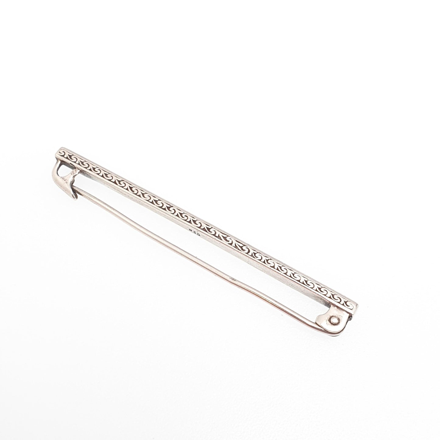 Antique Art Deco Sterling Silver Ruby Paste Bar Brooch Channel Set Square Cut Geometric 1920s Vintage Solid 925 Womens Jewellery Jewelry