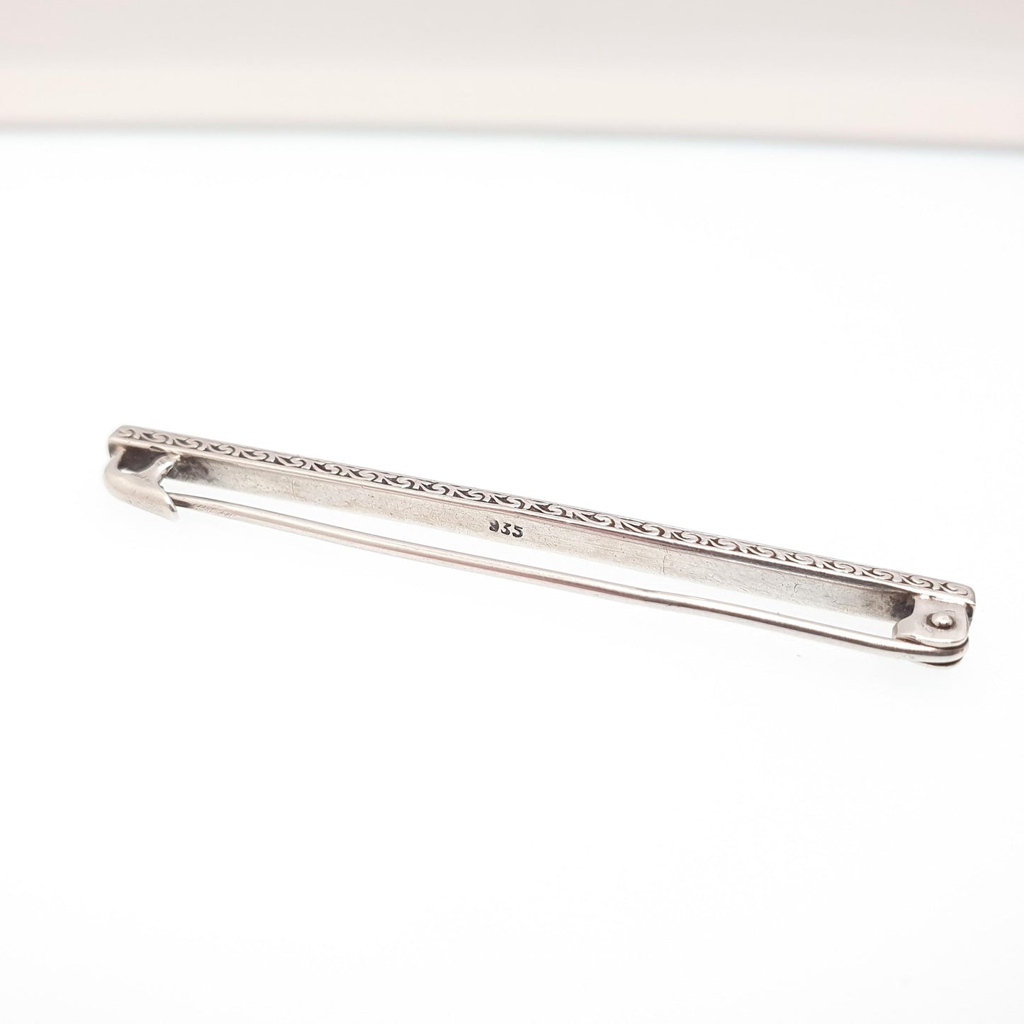 Antique Art Deco Sterling Silver Ruby Paste Bar Brooch Channel Set Square Cut Geometric 1920s Vintage Solid 925 Womens Jewellery Jewelry