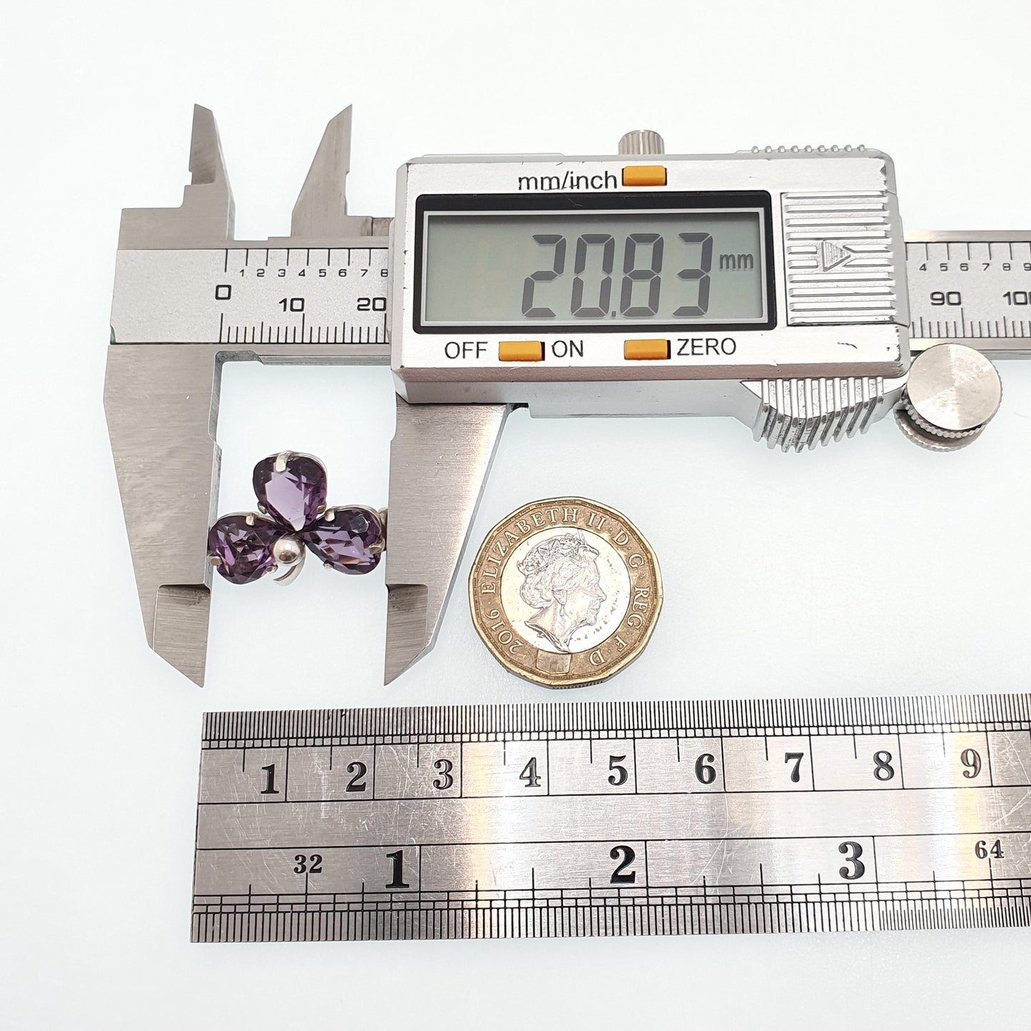 Antique CHARLES HORNER Sterling Silver Clover Brooch Amethyst Paste 1907 Hallmark Chester Lucky Irish Pin Vintage 1900s Jewelry Jewellery